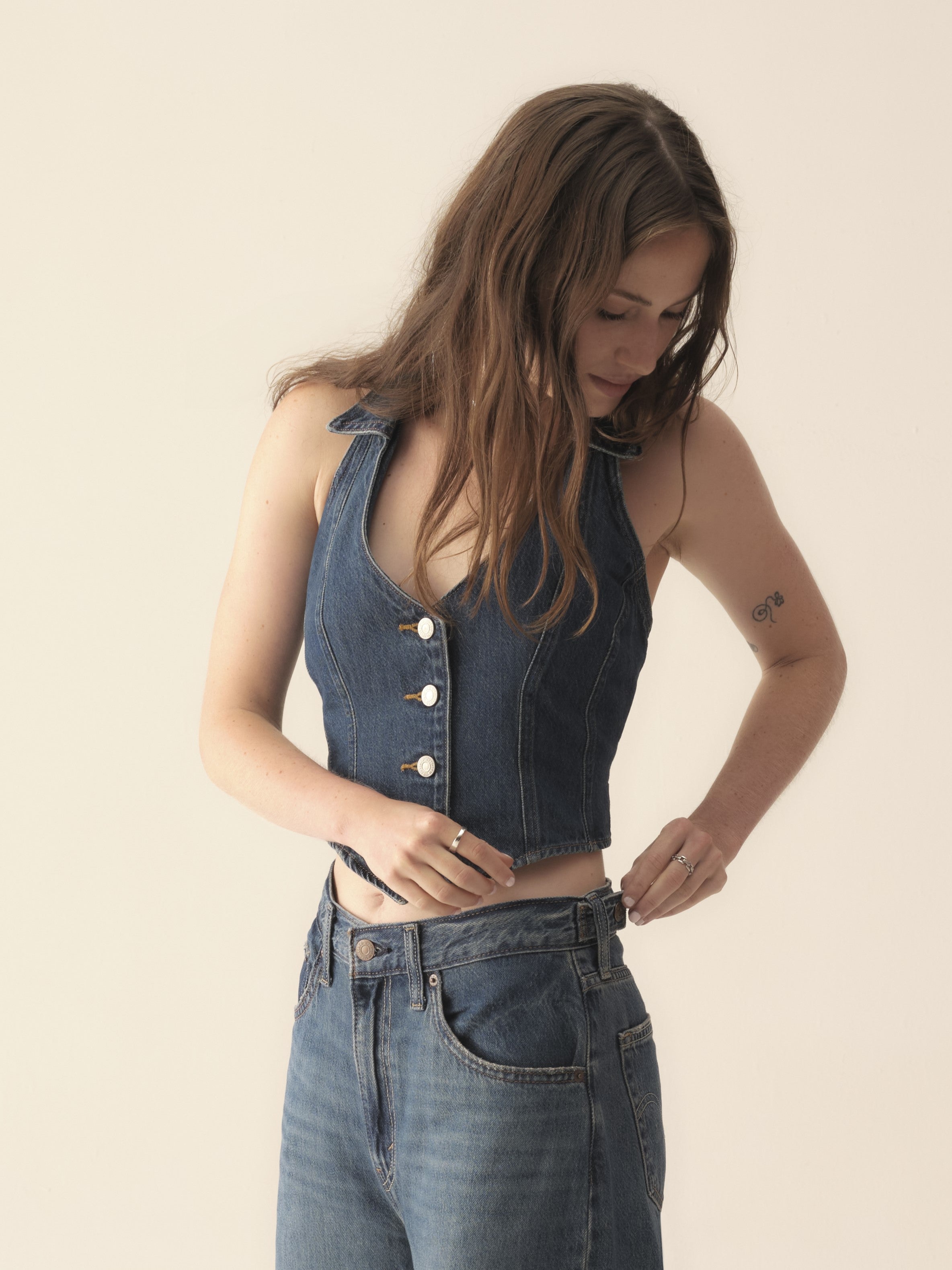 Bria Denim Corset Halter Top