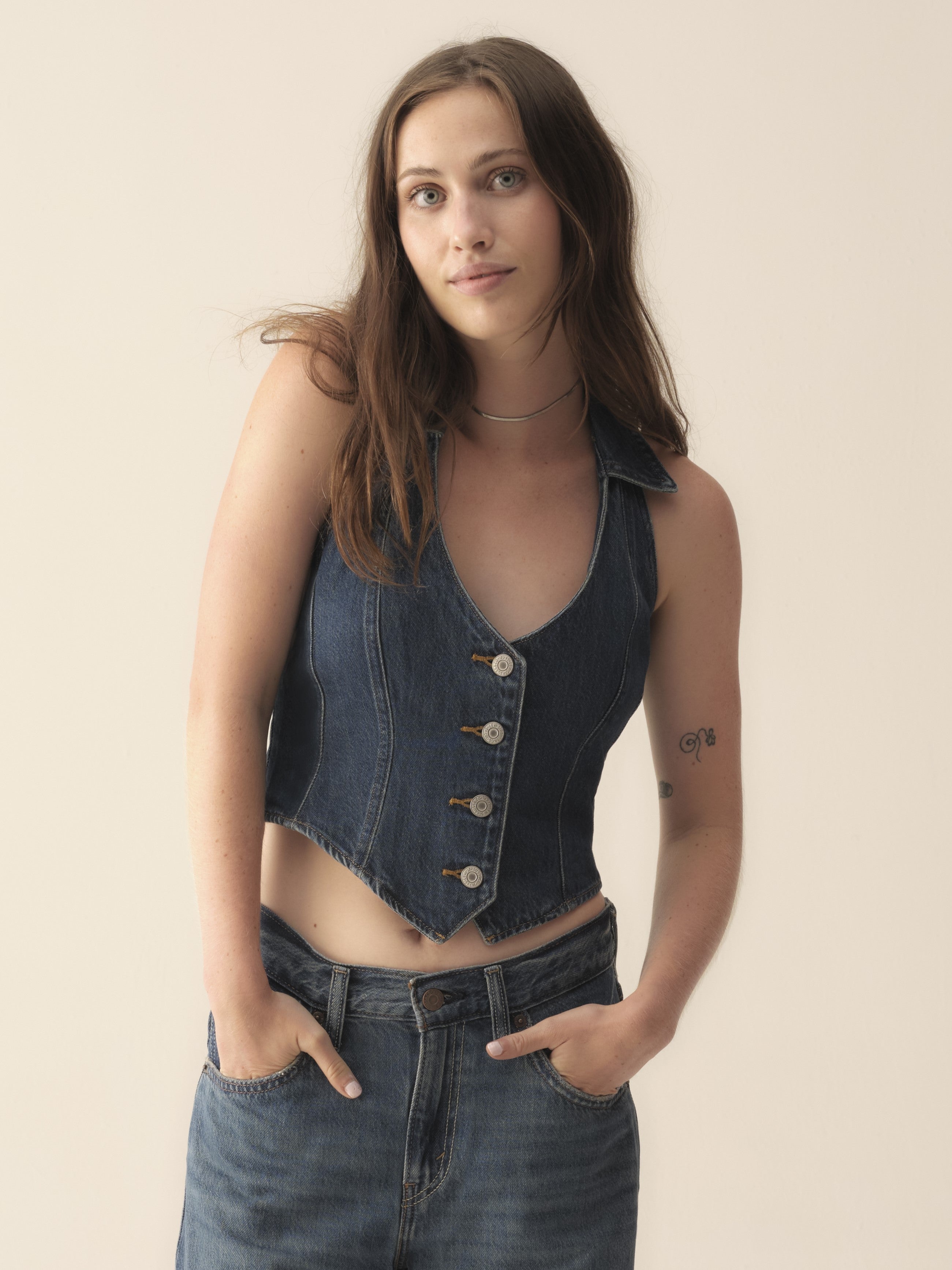 Bria Denim Corset Halter Top