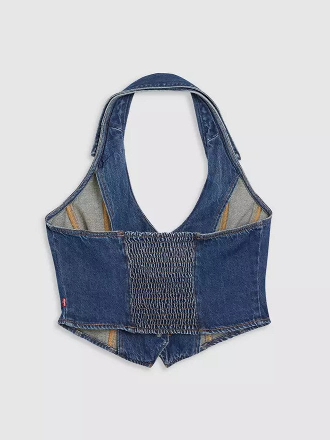 Bria Denim Corset Halter Top