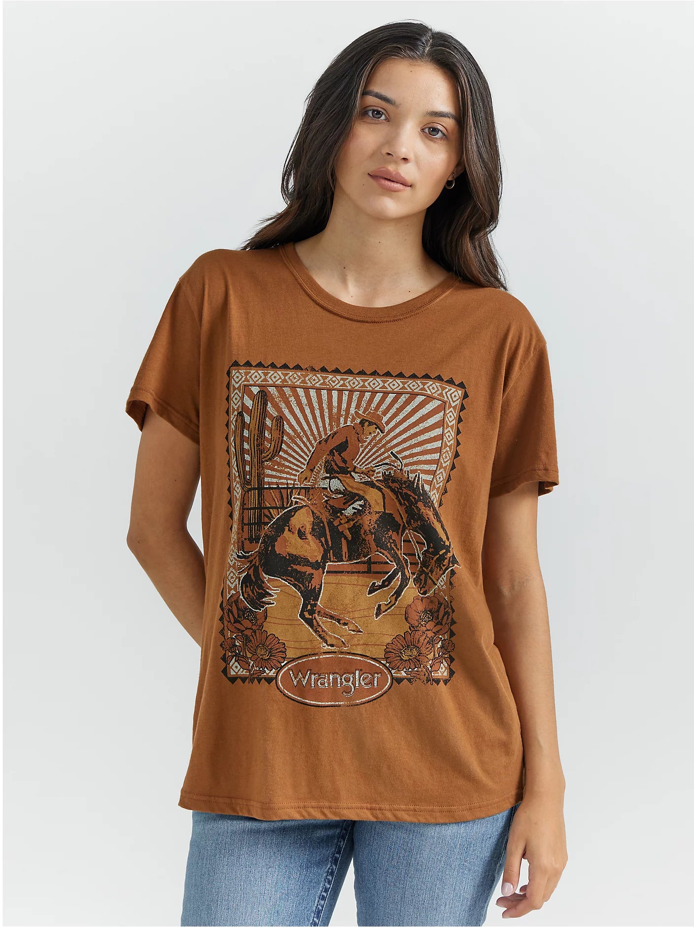 T-shirt graphique Wrangler Retro® - Coupe boyfriend - Caramel
