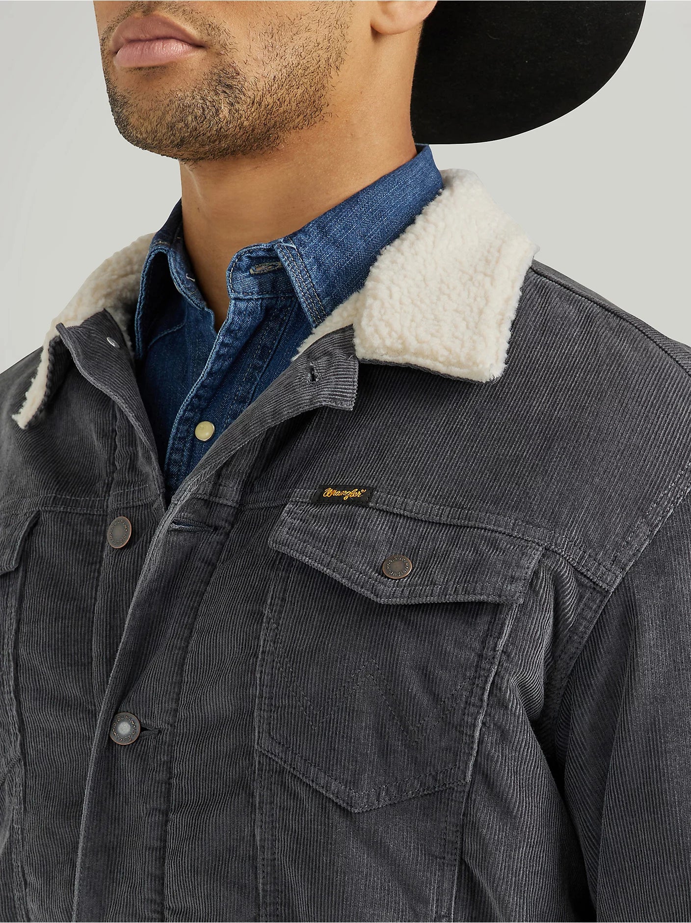 Veste en velours côtelé Wrangler® - Doublée en sherpa - Pierre rustique