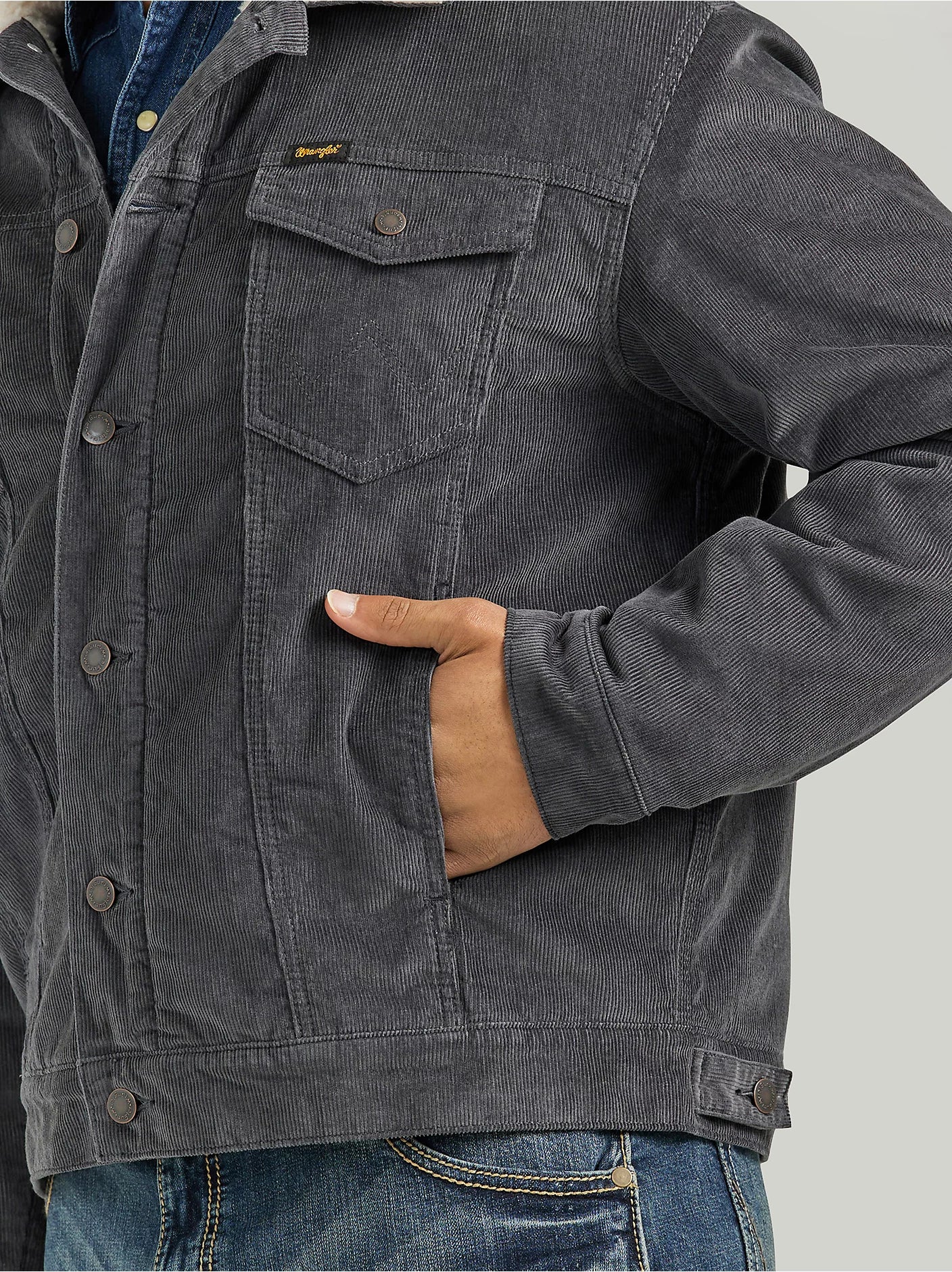 Veste en velours côtelé Wrangler® - Doublée en sherpa - Pierre rustique