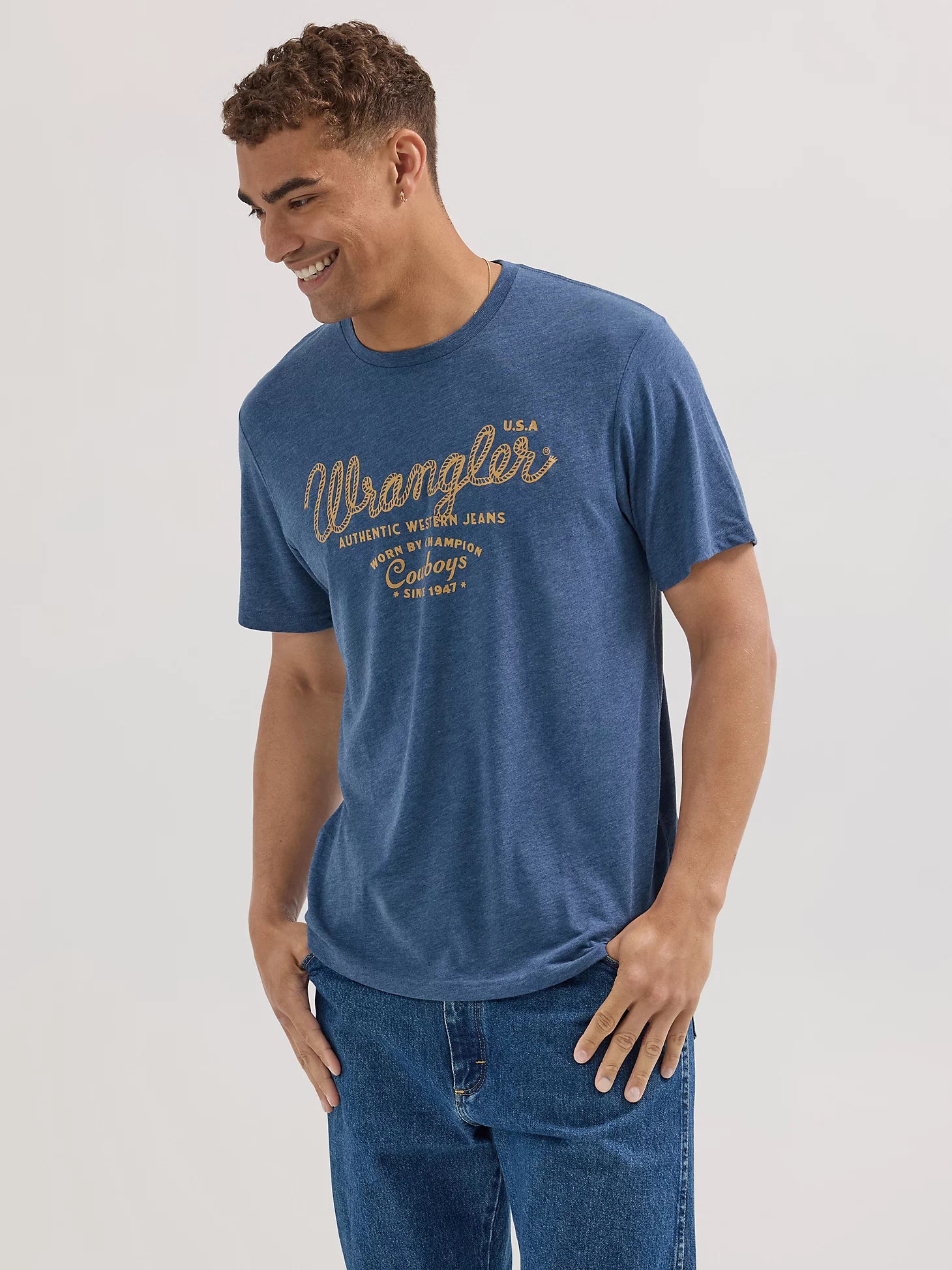 T-shirt à manches courtes Wrangler® - Coupe classique - Denim foncé chiné