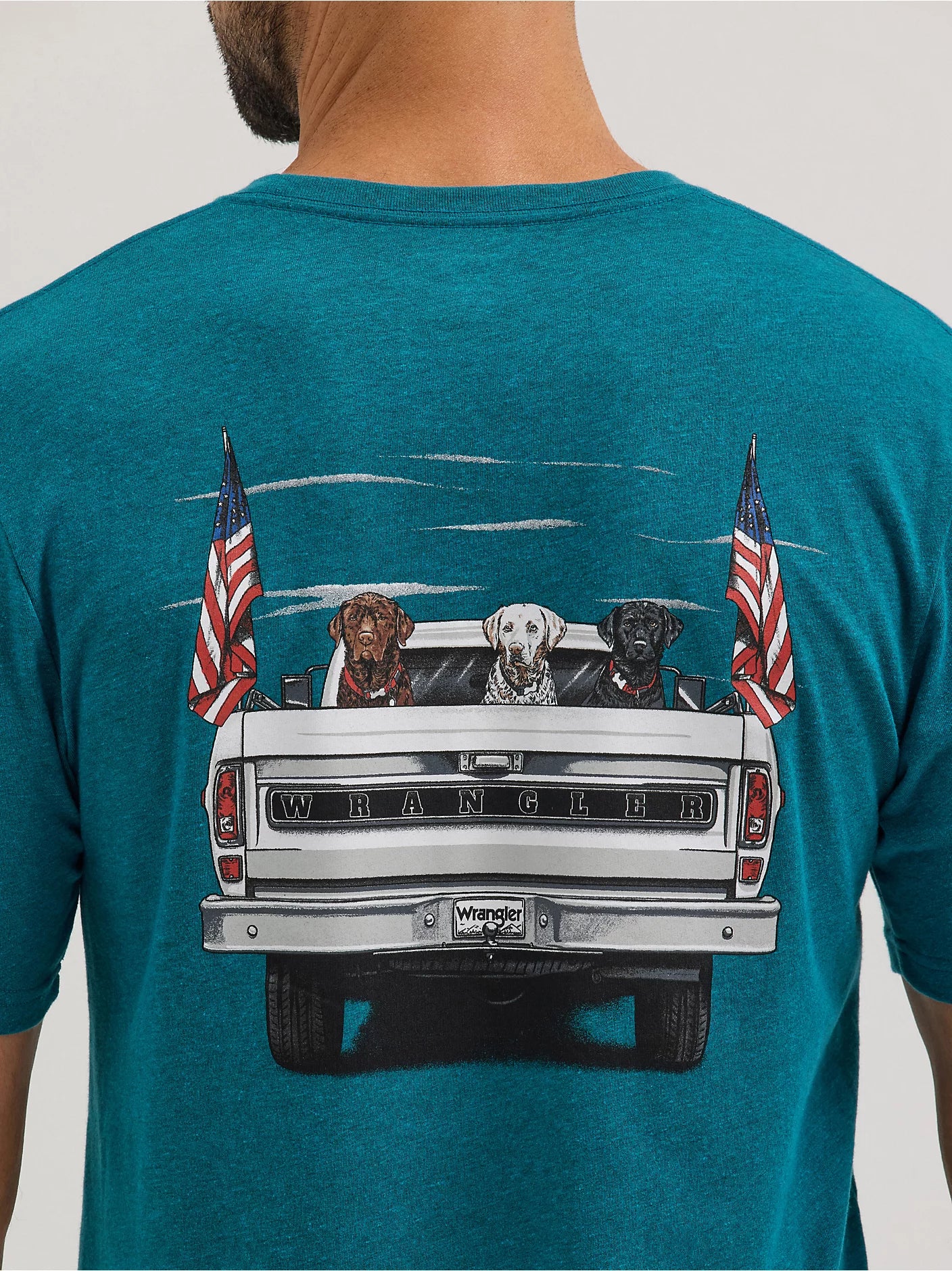 T-shirt à manches courtes Wrangler® - Coupe standard - Cyan Pepper Heather