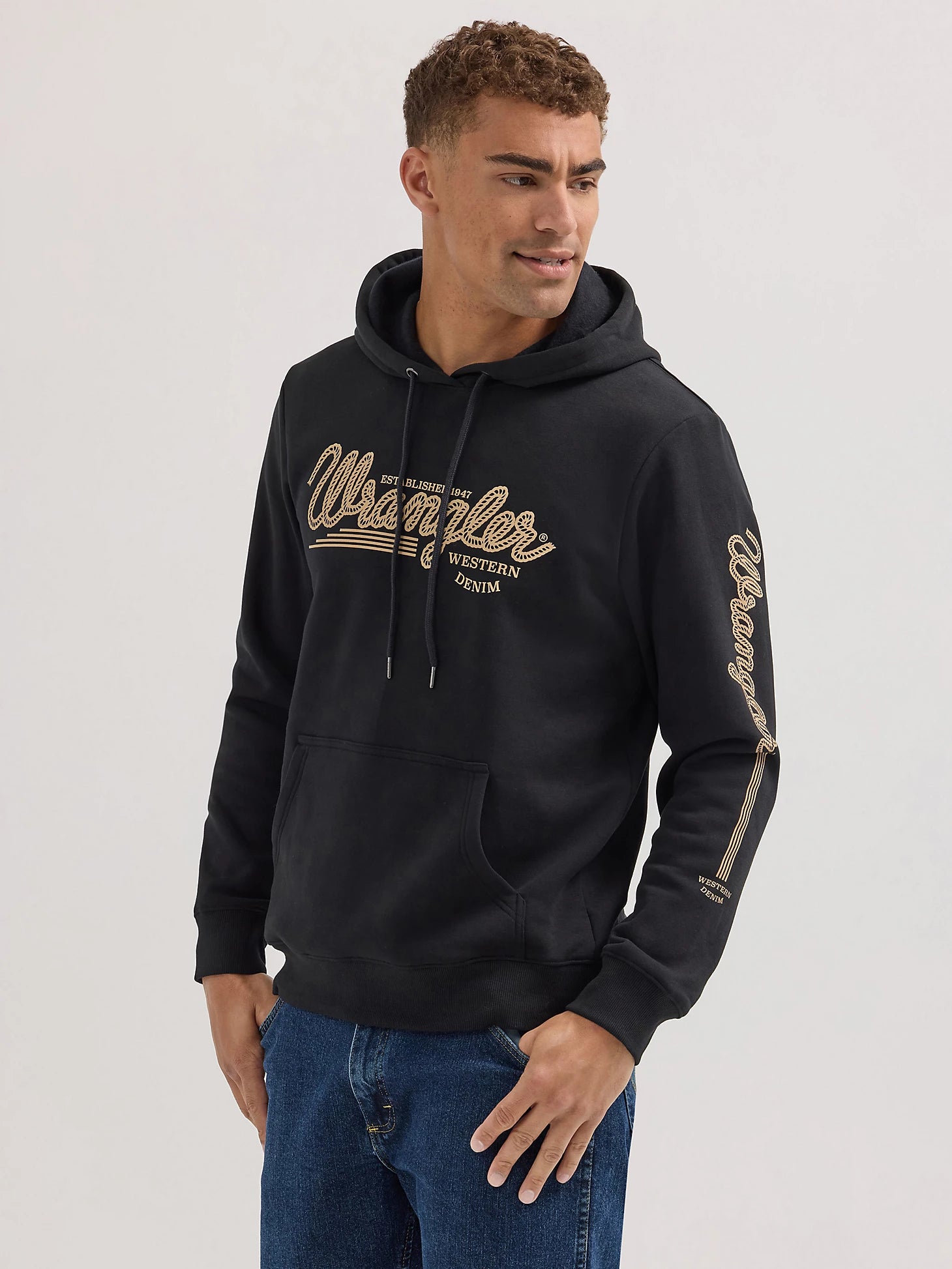 Sweat à capuche Wrangler® Western - Coupe standard - Noir de jais