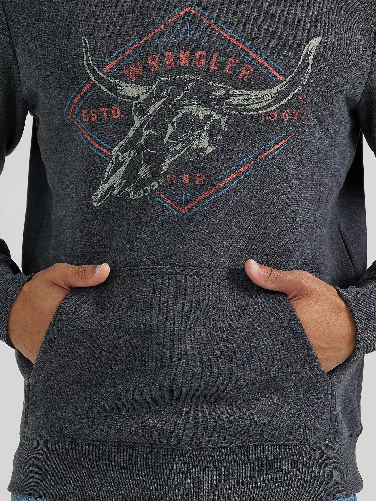 Sweat à capuche Wrangler® Western - Coupe standard - Noir délavé