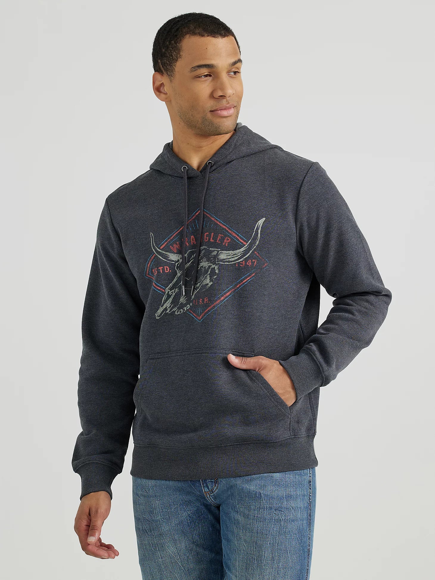 Sweat à capuche Wrangler® Western - Coupe standard - Noir délavé