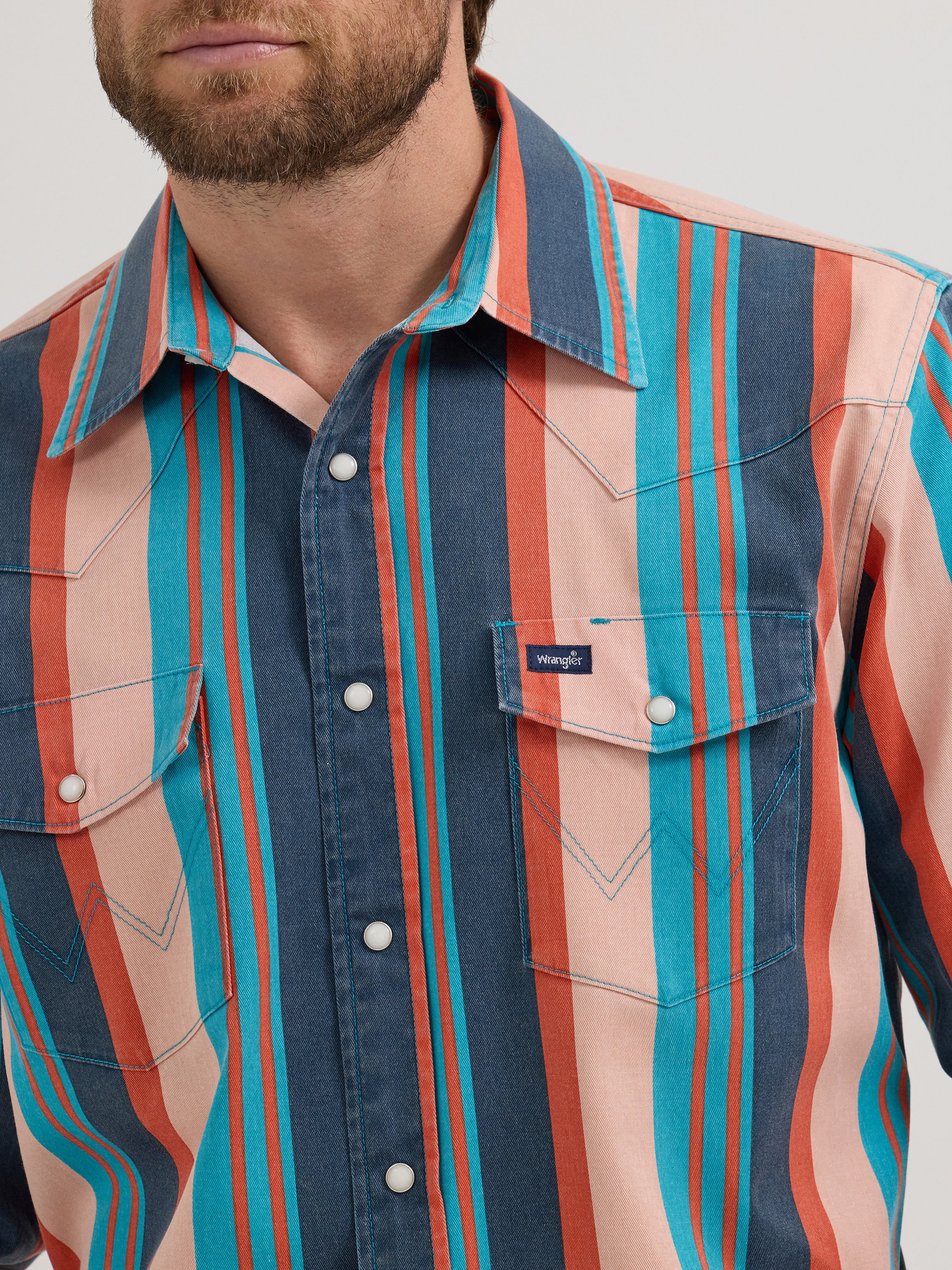 Chemise en jean à manches longues d'inspiration vintage Wrangler® - Rayures multicolores