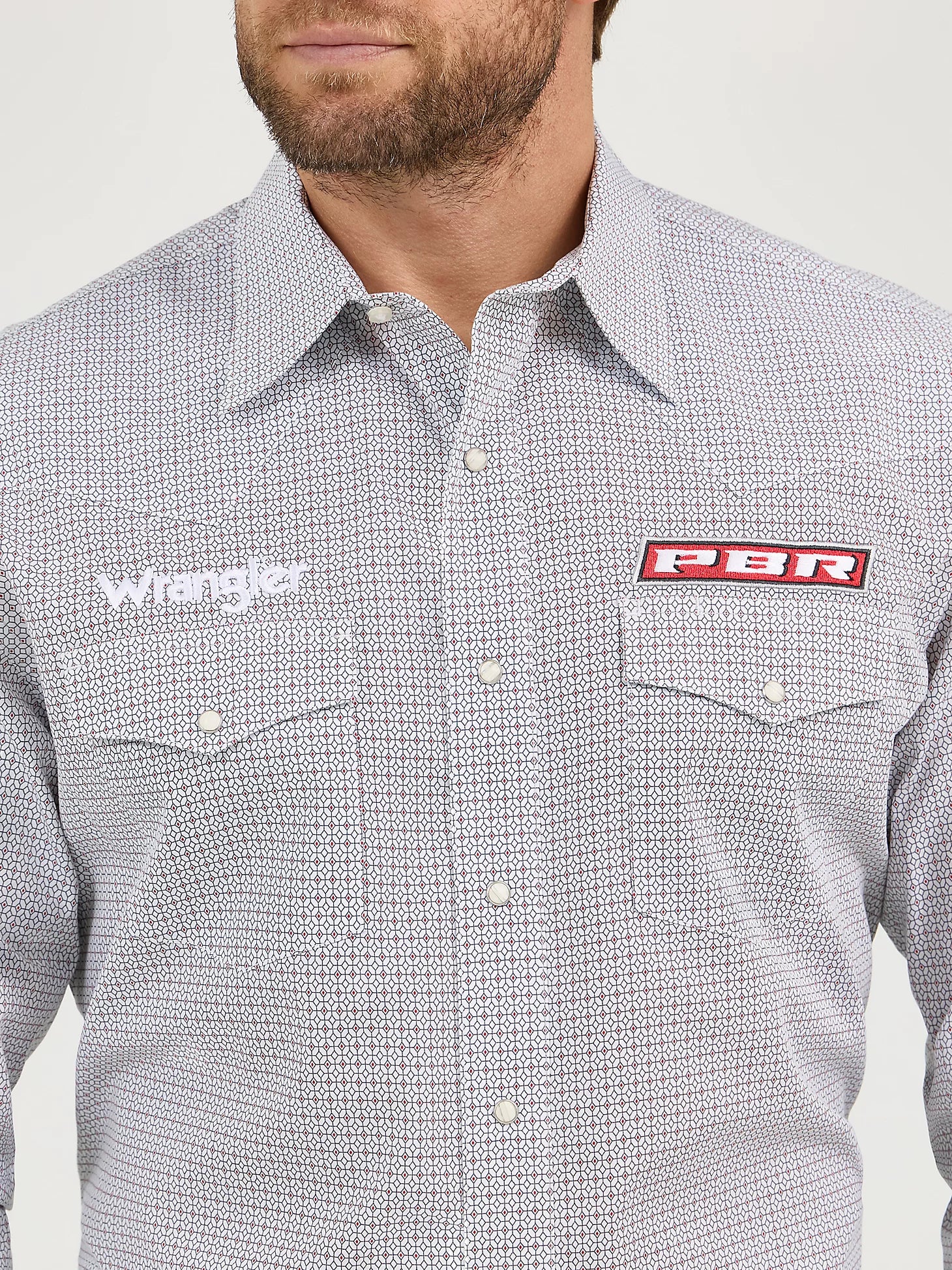 Wrangler® PBR Logo Long Sleeve Snap Shirt