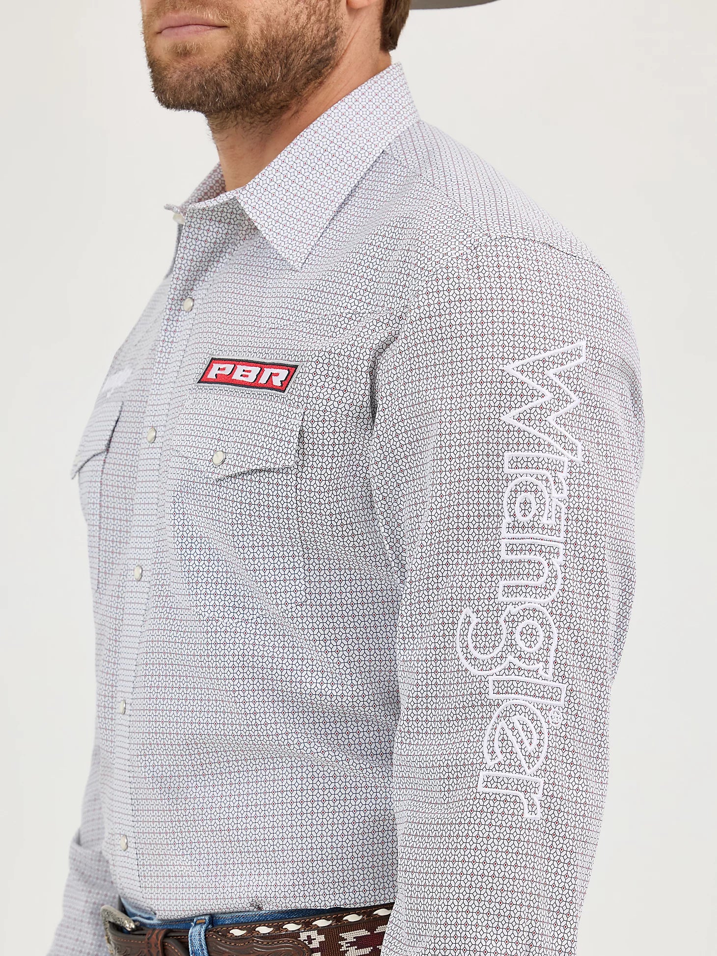 Wrangler® PBR Logo Long Sleeve Snap Shirt