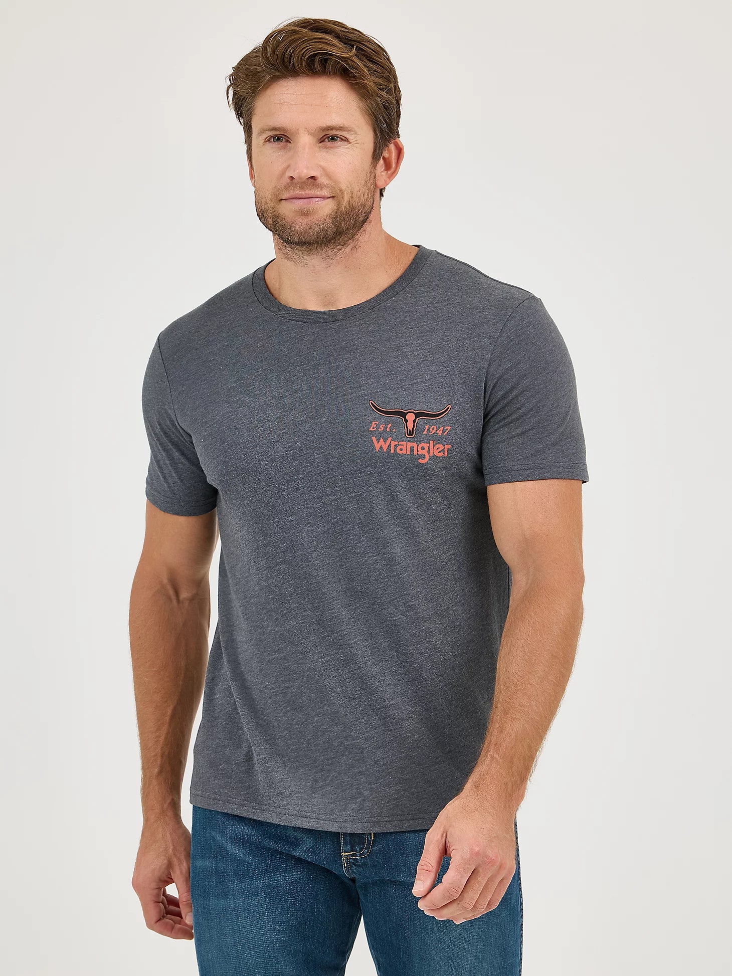 Wrangler® Graphic Short Sleeve T-shirt - Regular Fit - Charcoal Bar