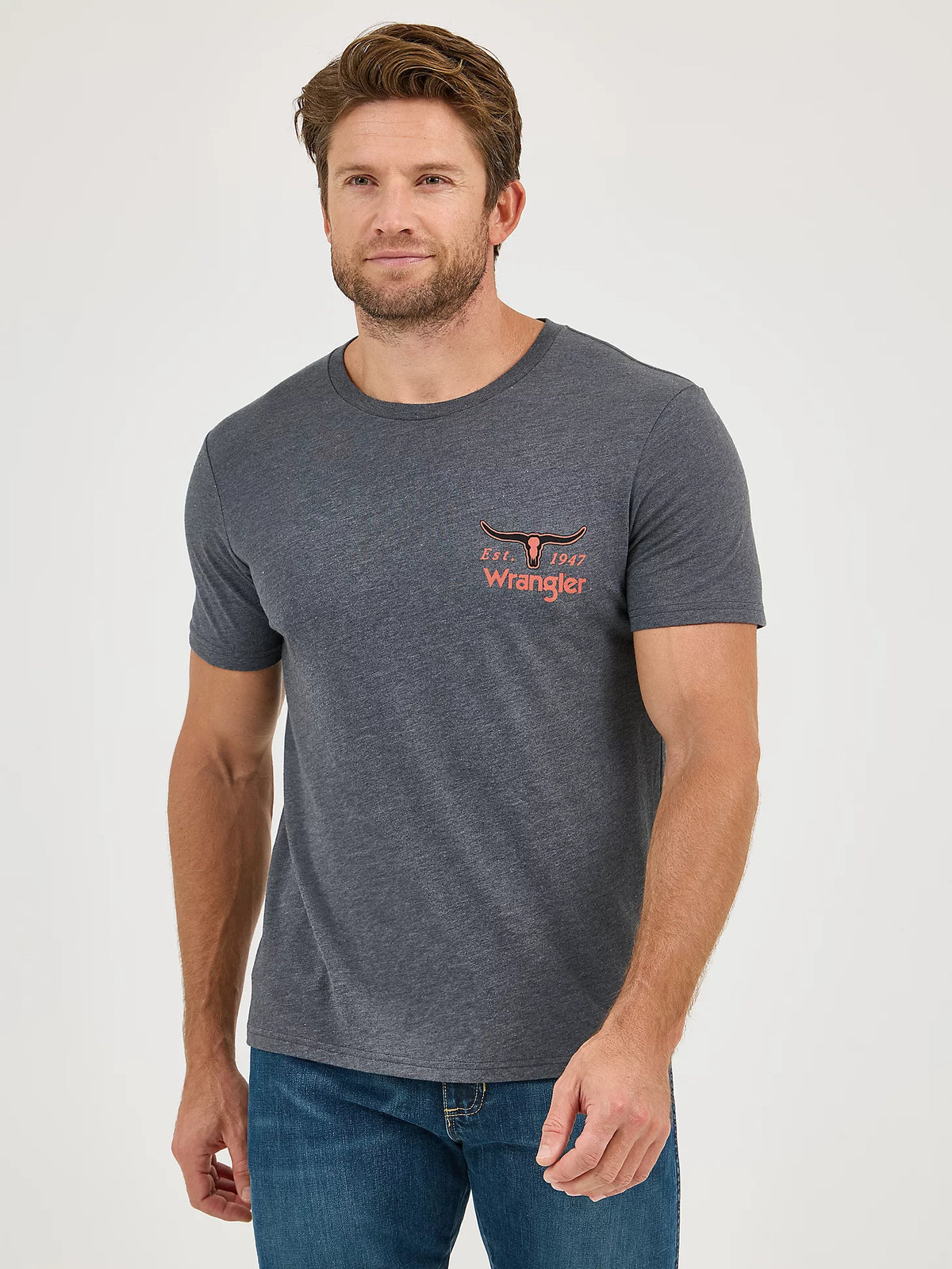 T-shirt Homme Wrangler Western Wear Gris Taille XL - Occasion Très Bon état, Fabriqué En Grèce