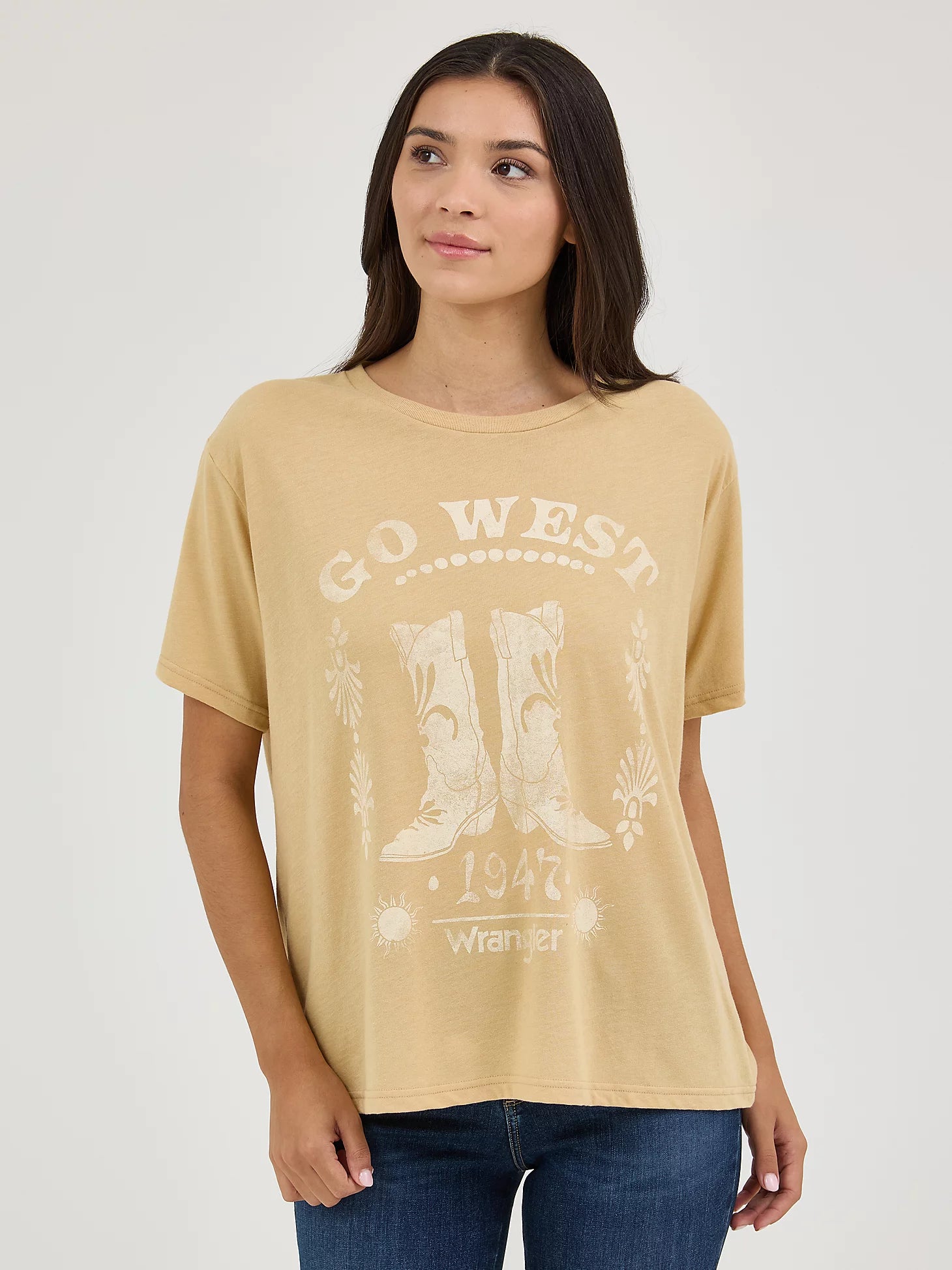 Wrangler Retro® Graphic Short Sleeve T-Shirt - Girlfriend Fit - Croissant Heather