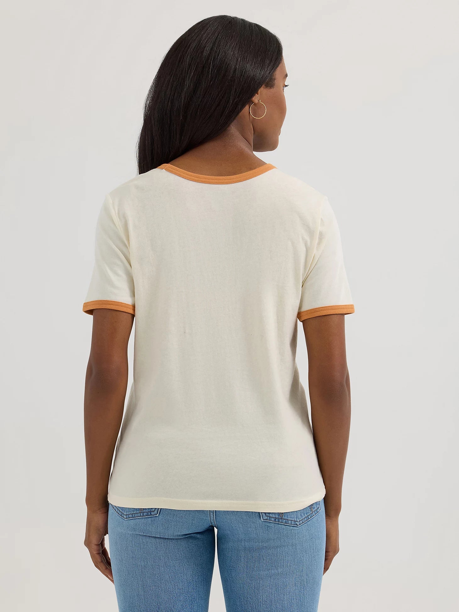 Chemise à manches courtes Wrangler Retro® Graphic Ringer - Coupe classique - Blanc antique/caramel