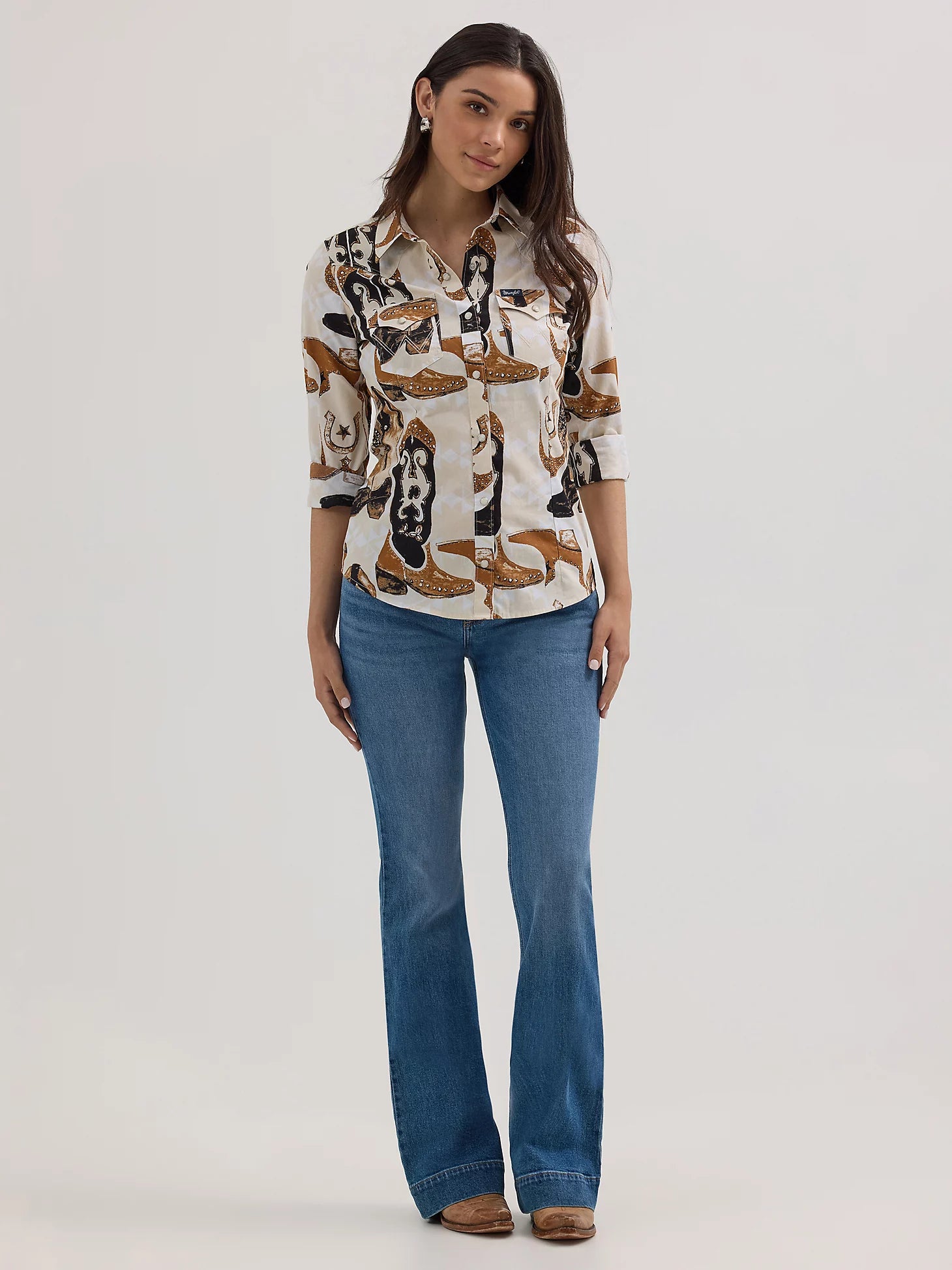 Wrangler Retro® Western Vintage Snap Top - White Multi