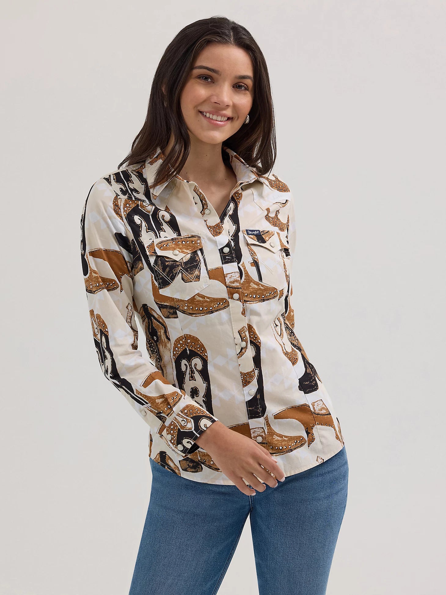 Wrangler Retro® Western Vintage Snap Top - White Multi