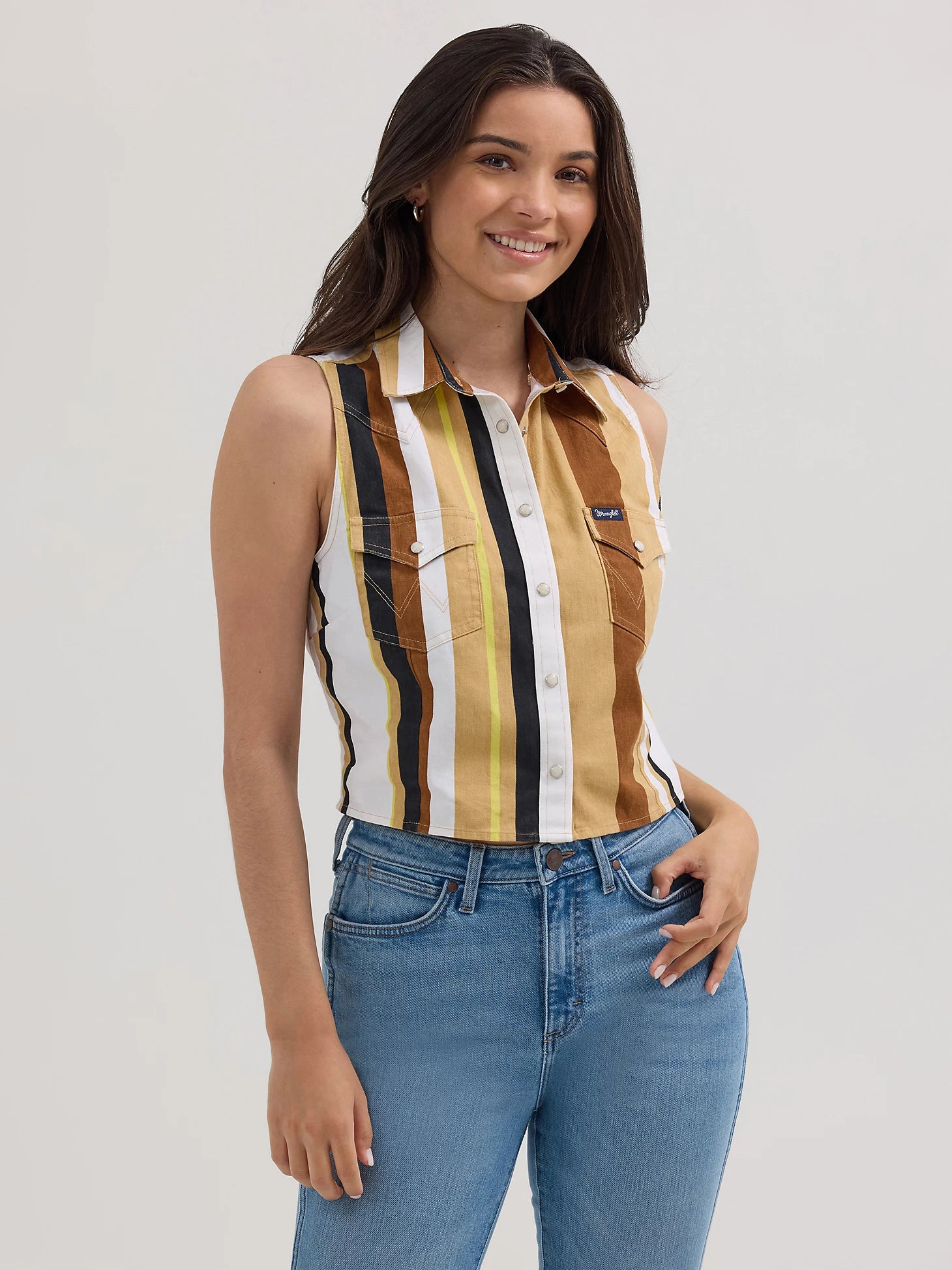 Wrangler Retro® Western Vintage Crop Top - Tan/White Multi