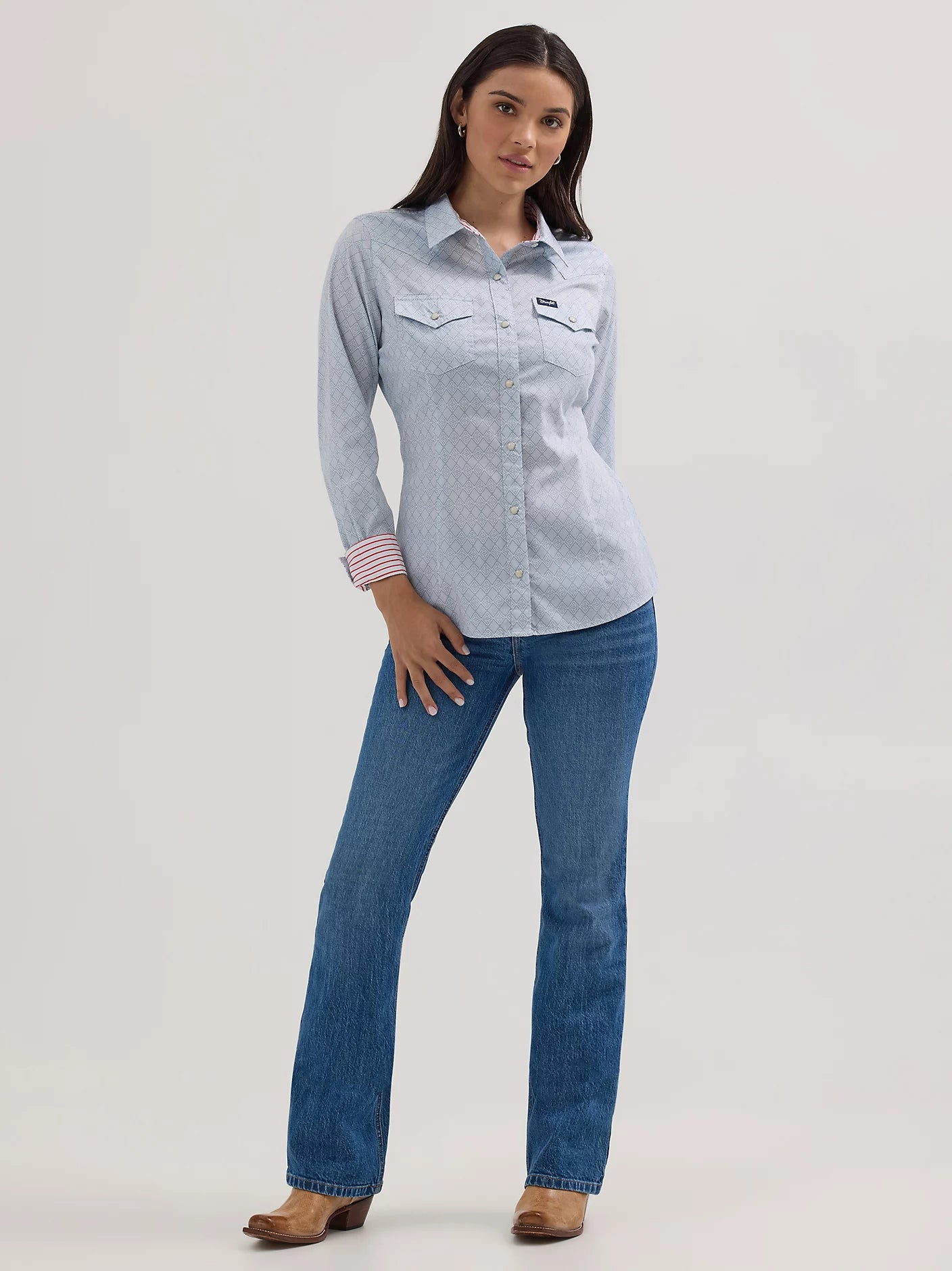 Wrangler Retro® Western Dress Snap Top - Blue