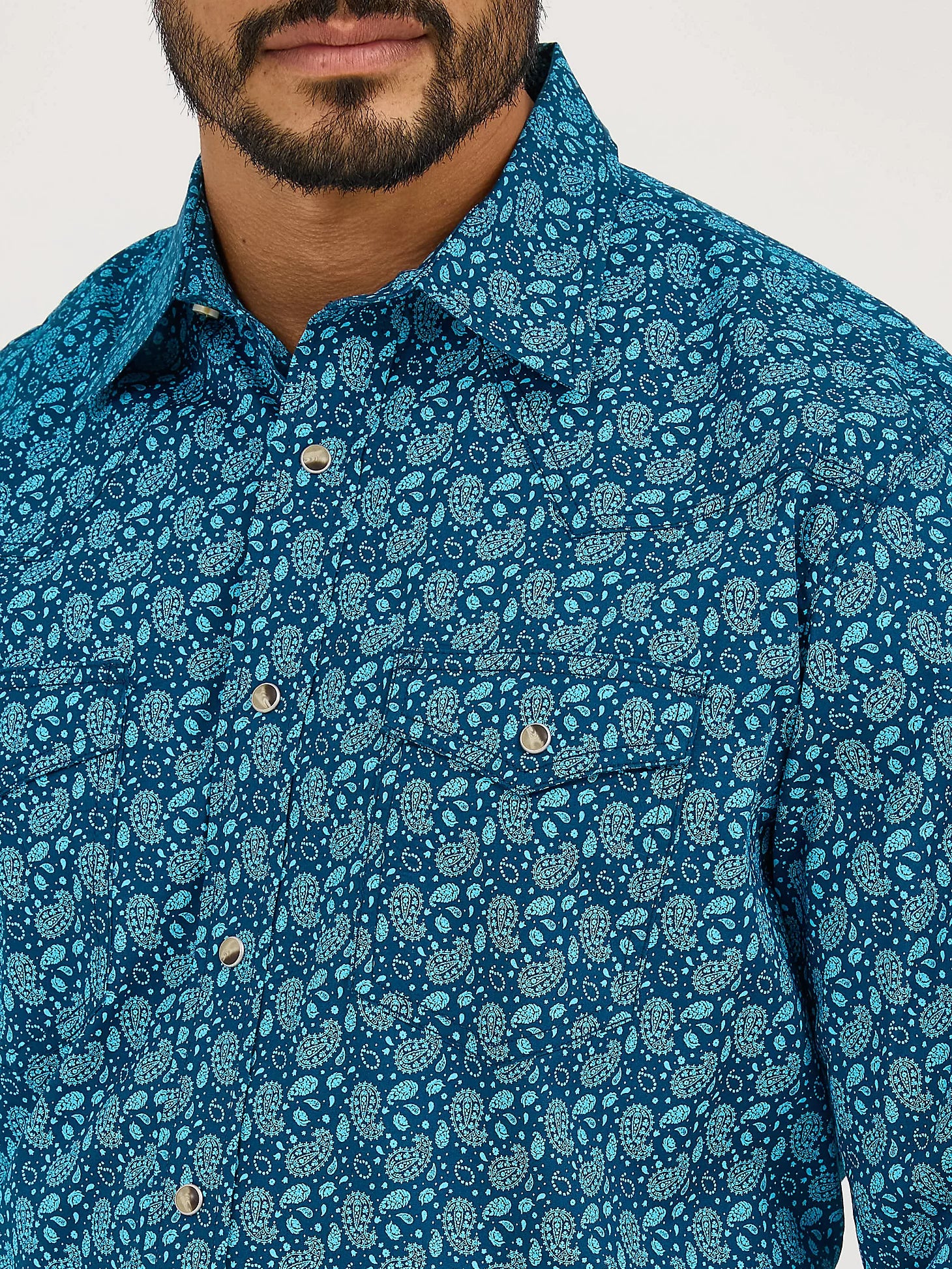 Wrangler® 20X® Advanced Comfort Long Sleeve Shirt - Classic Fit - Paisley Turquoise