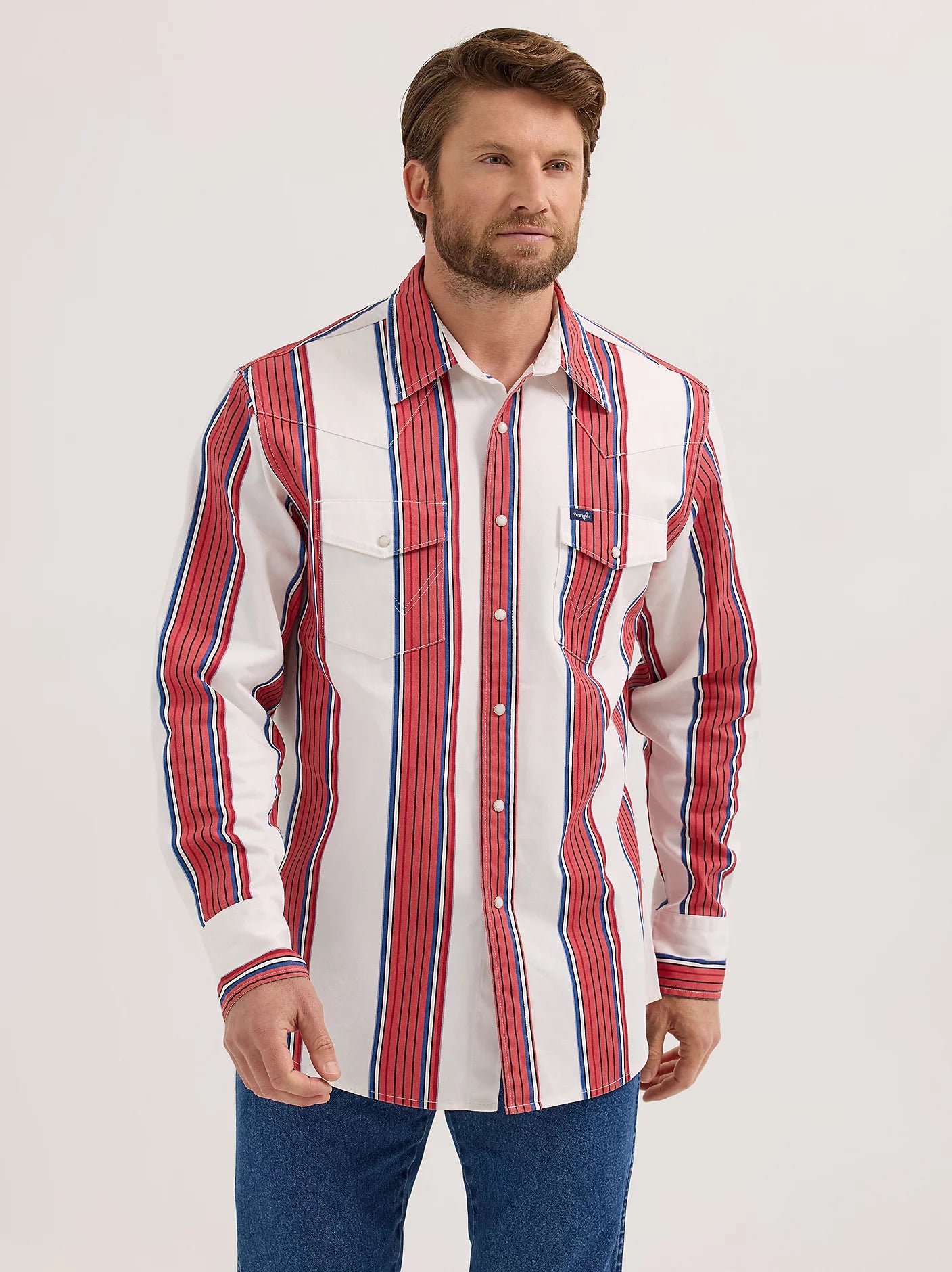 Wrangler® Vintage Inspired Long Sleeve Shirt - Cherry Stripe