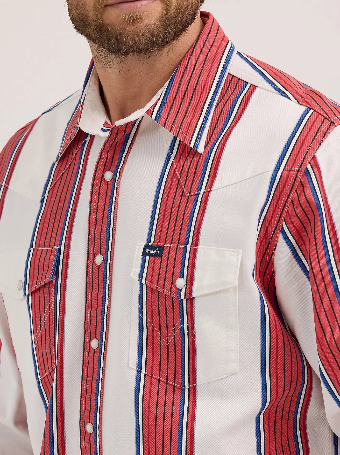 Wrangler® Vintage Inspired Long Sleeve Shirt - Cherry Stripe