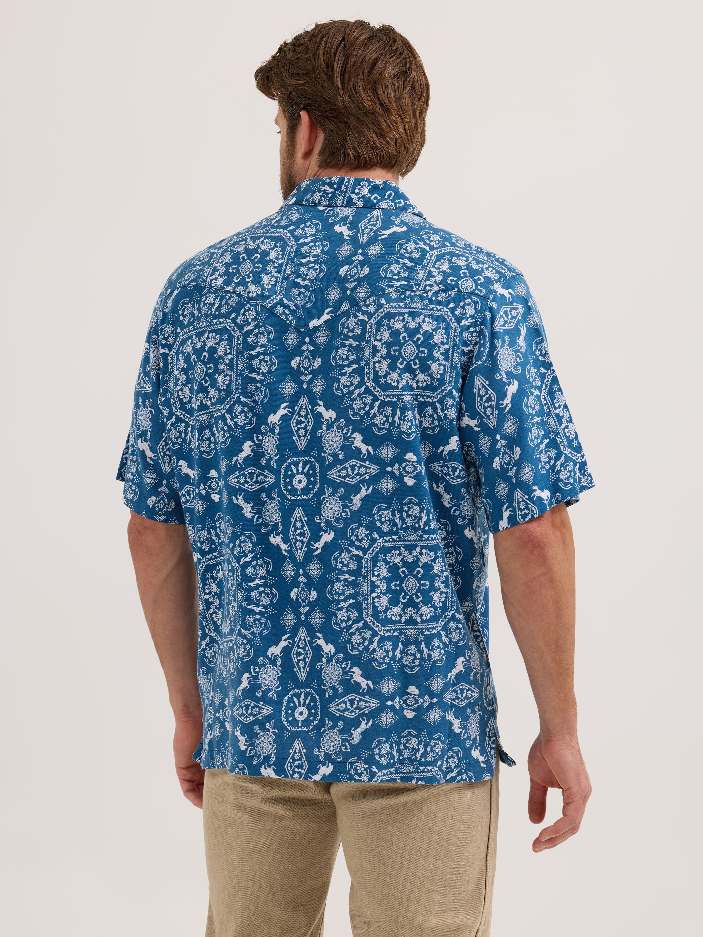 Wrangler® Coconut Cowboy Short Sleeve Shirt - Coconut Blue