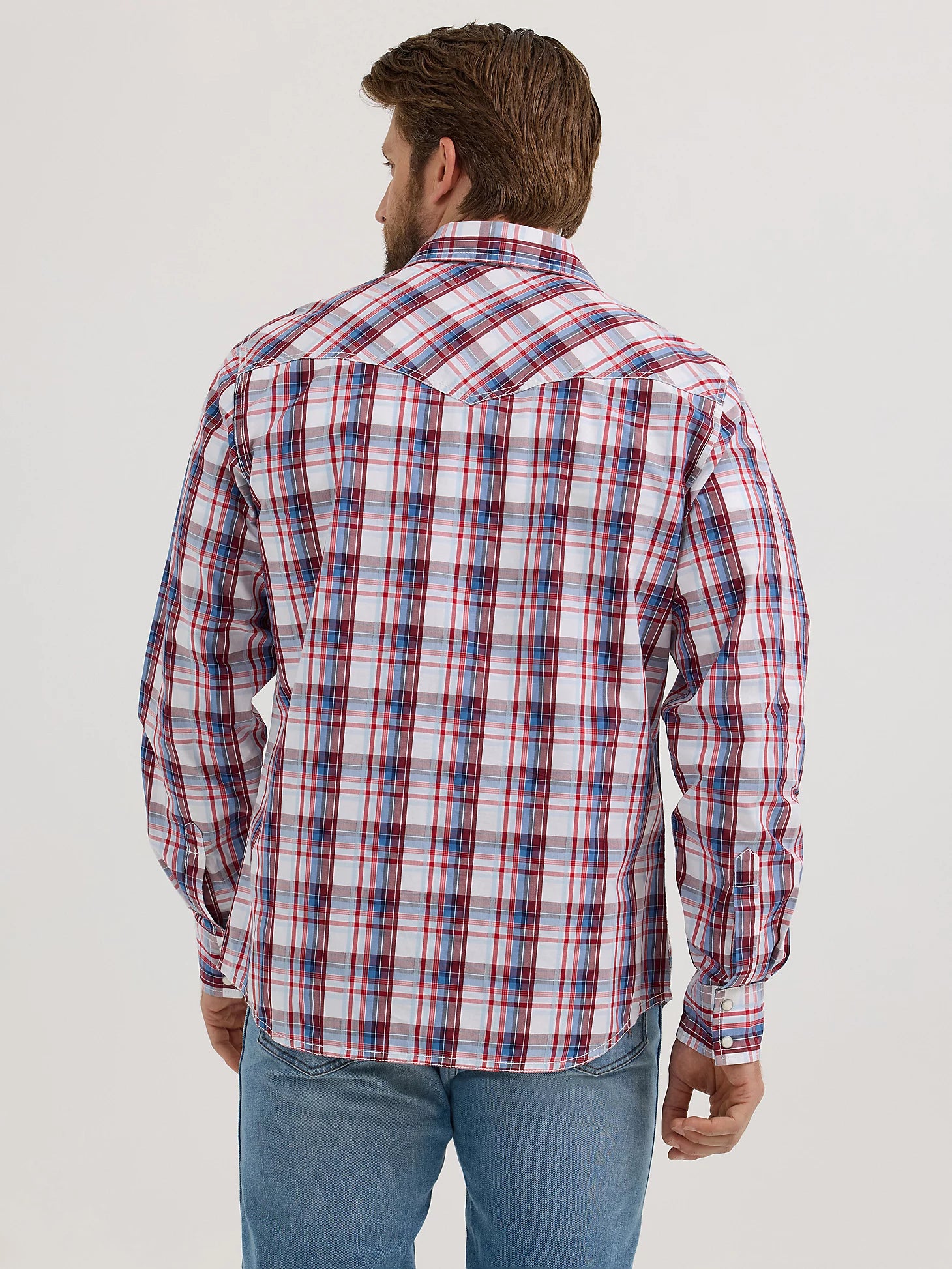 Wrangler Retro® Premium Long Sleeve Shirt - Modern Fit - Red Ombre Plaid
