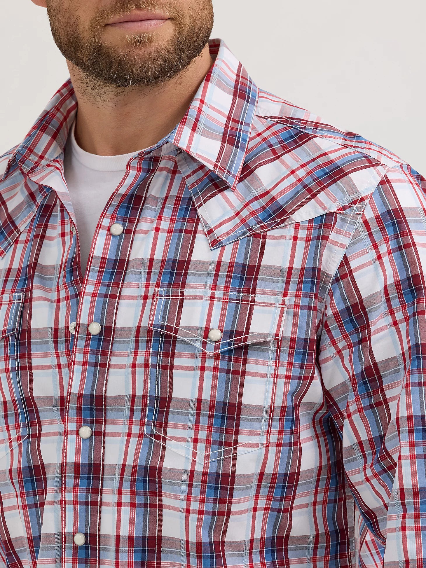 Wrangler Retro® Premium Long Sleeve Shirt - Modern Fit - Red Ombre Plaid