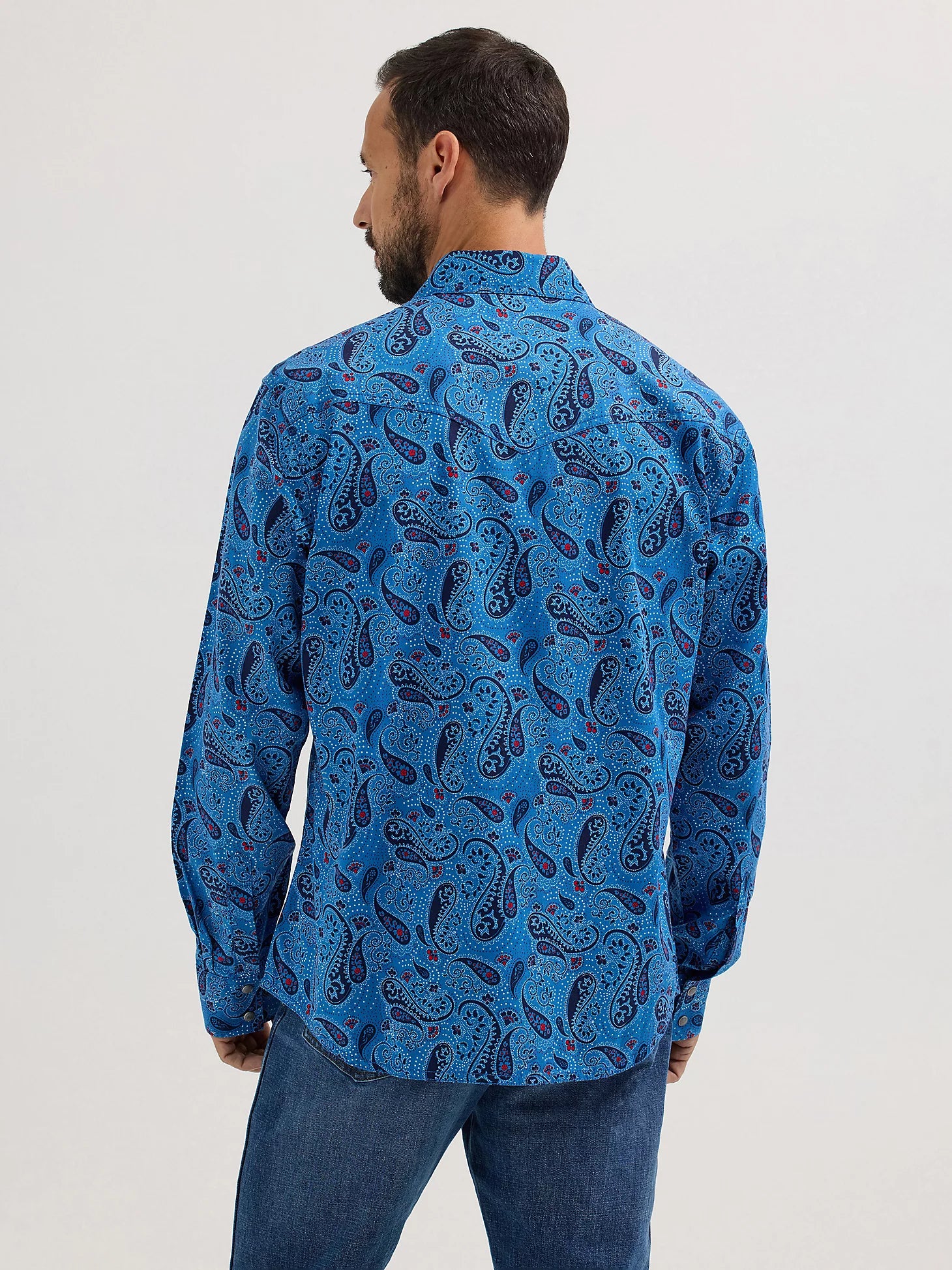 Wrangler Retro® Premium Long Sleeve Shirt - Modern Fit - Bold Navy Paisley