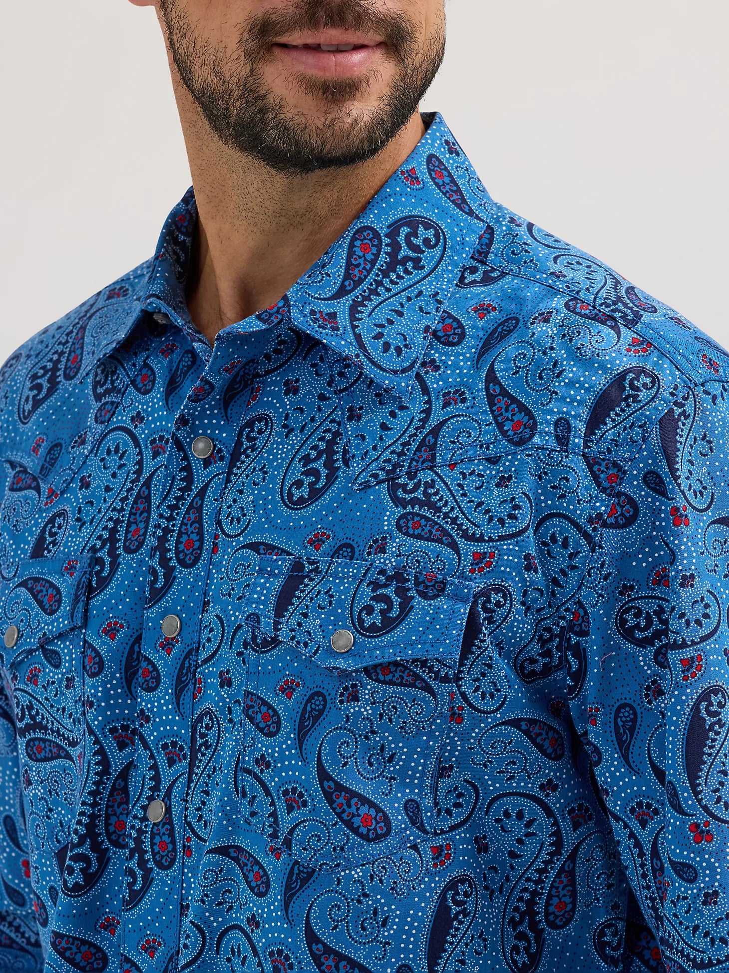 Wrangler Retro® Premium Long Sleeve Shirt - Modern Fit - Bold Navy Paisley