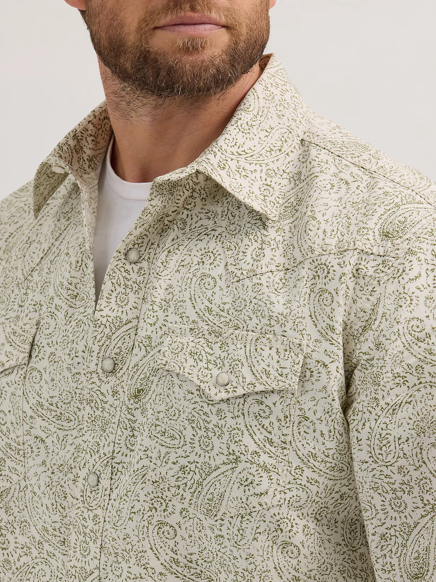Wrangler Retro® Premium Long Sleeve Shirt - Modern Fit - Olive Paisley