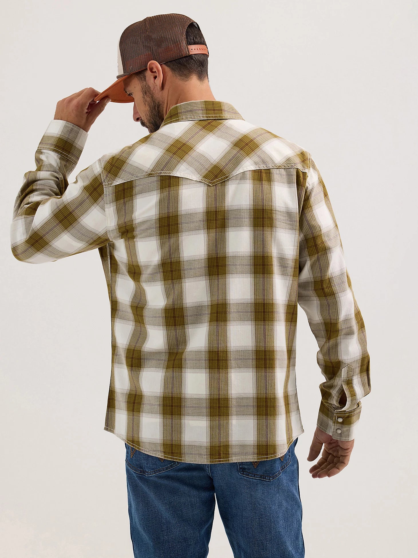 Wrangler Retro® Premium Long Sleeve Shirt - Modern Fit - Olive Plaid
