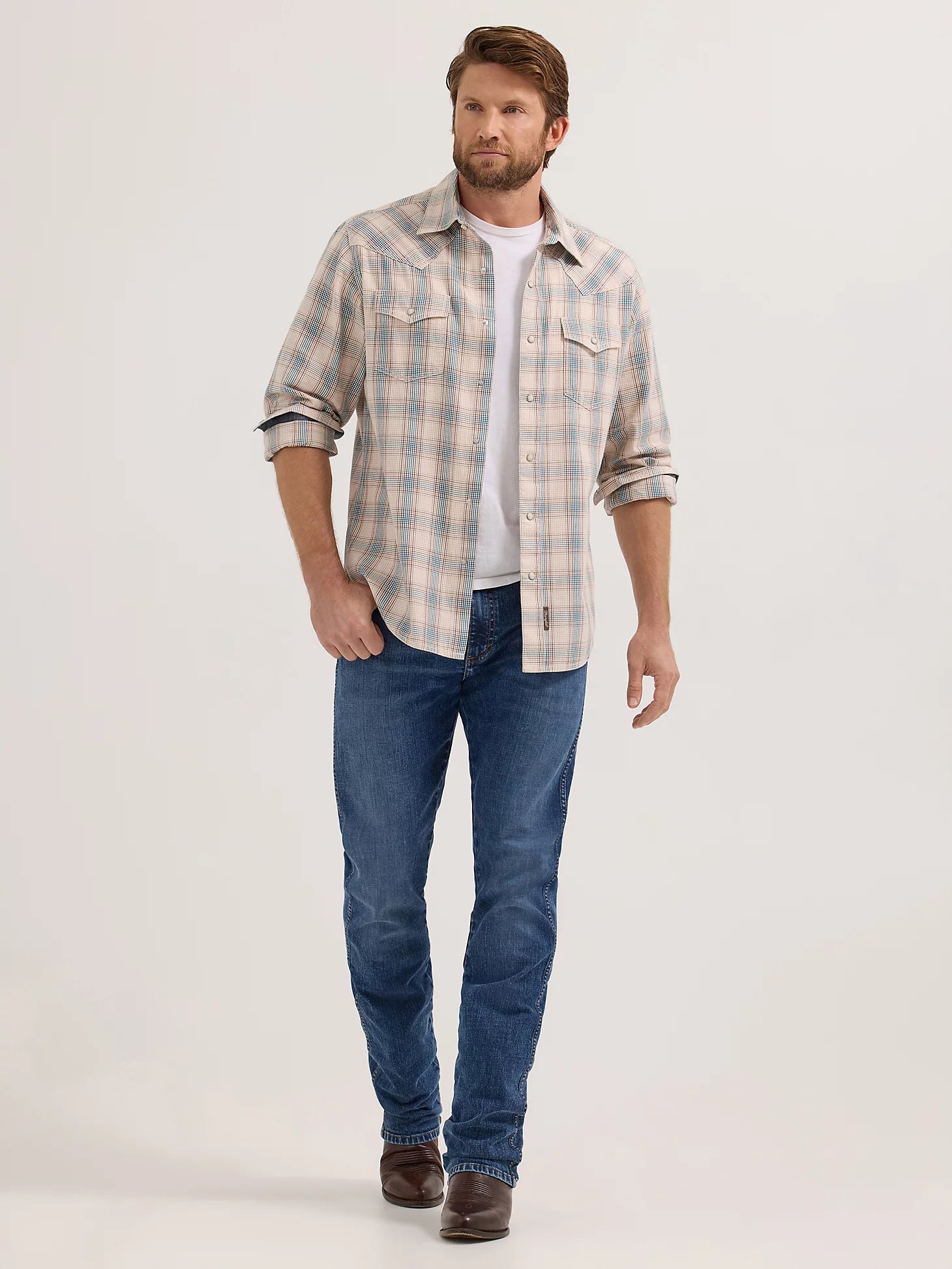 Wrangler Retro® Premium Long Sleeve Shirt - Modern Fit - Sandy Blue