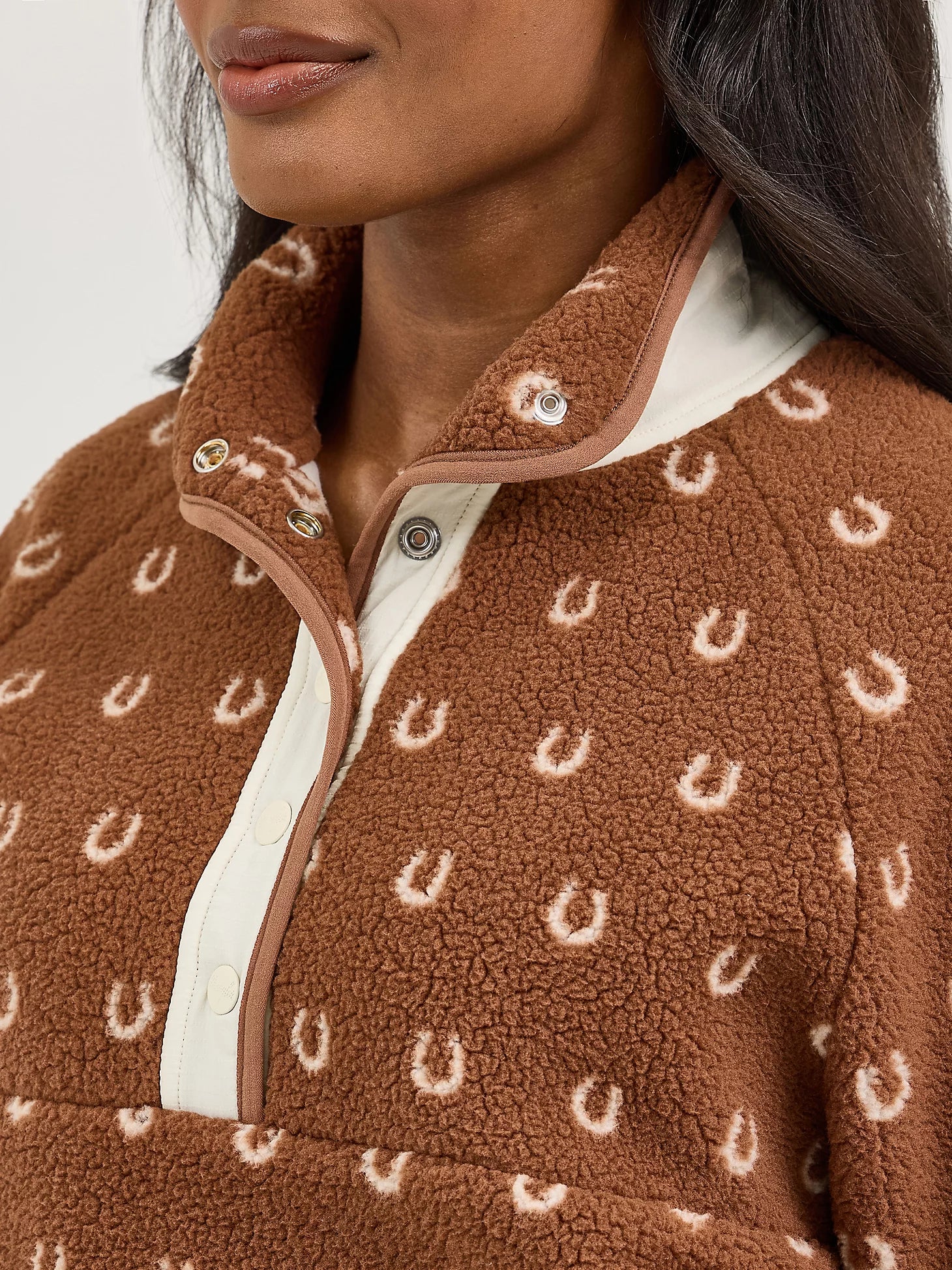Wrangler Retro® Americana Sherpa Snap Pullover - Brown