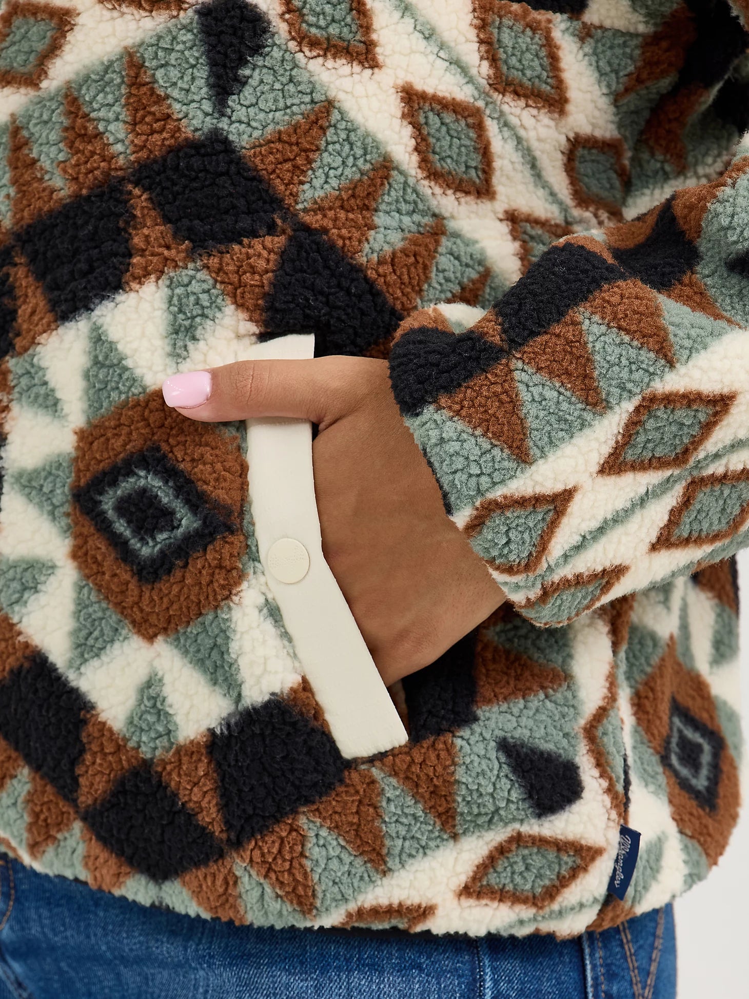 Wrangler Retro® Western Vintage Sherpa Snap Pullover - Green