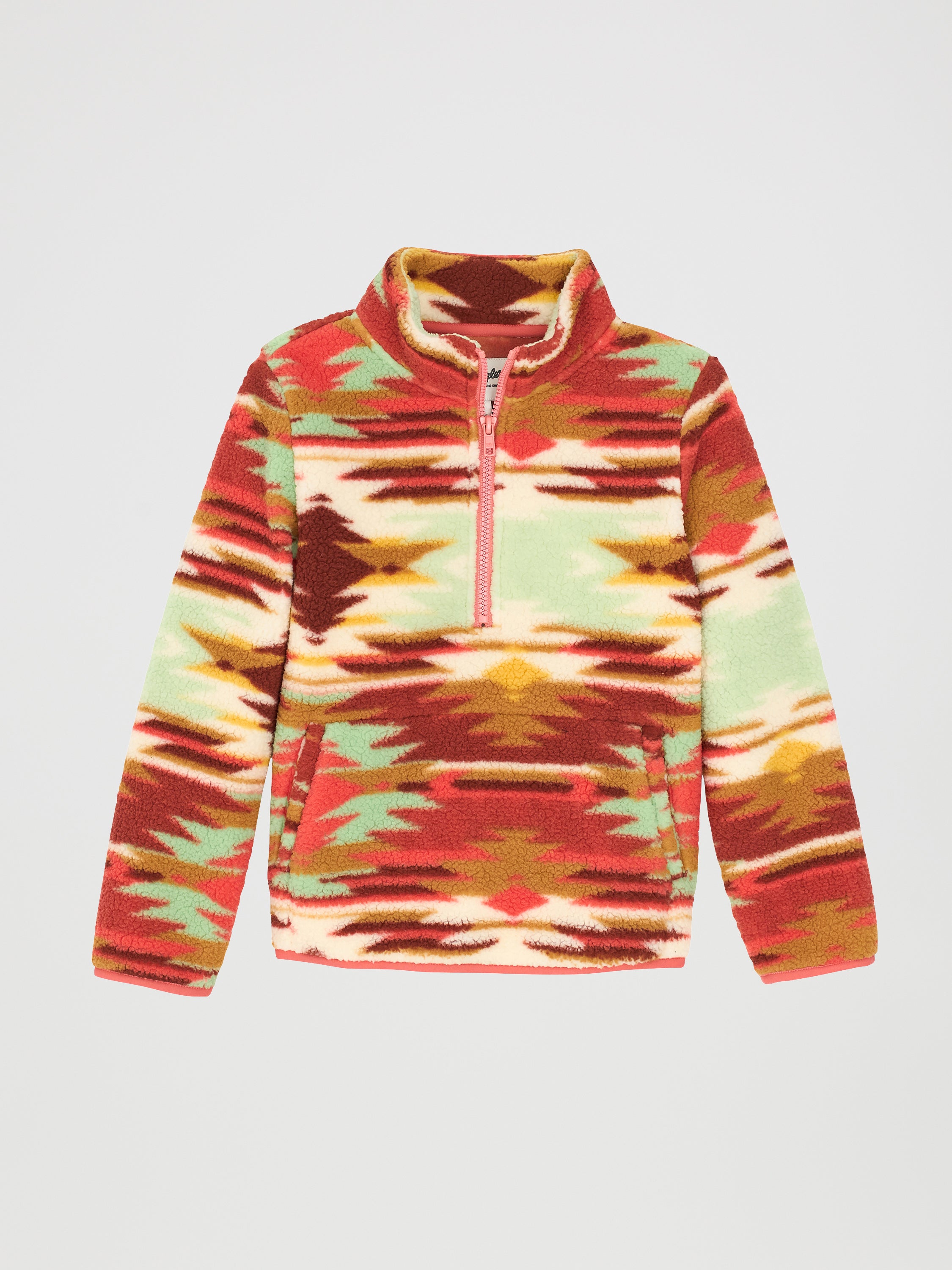 Girls Sherpa Zip Pullover - Peri Green