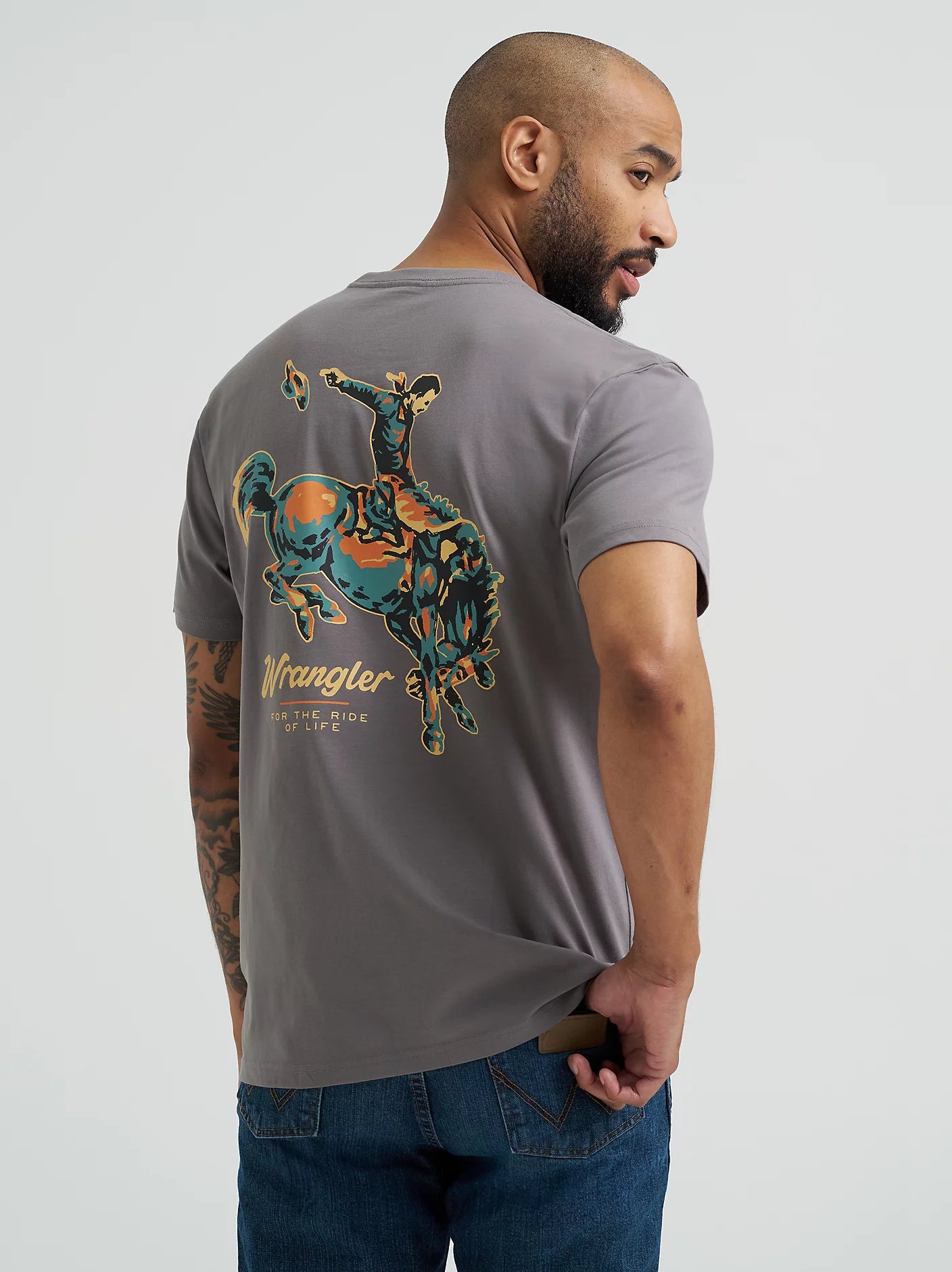 Men's Wrangler Bucking Cowboy Back Graphic T-Shirt