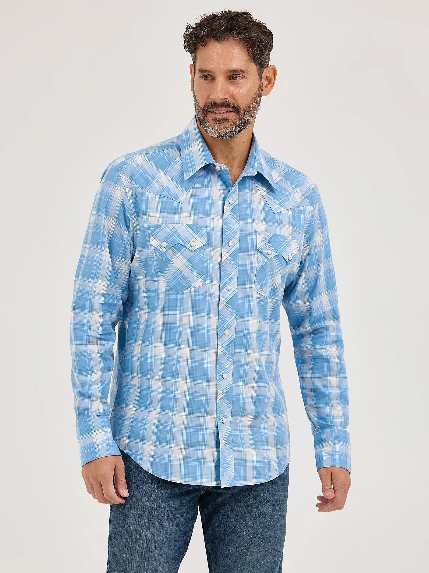 Men's Wrangler Retro® Long Sleeve Sawtooth Snap Pocket Western Shirt