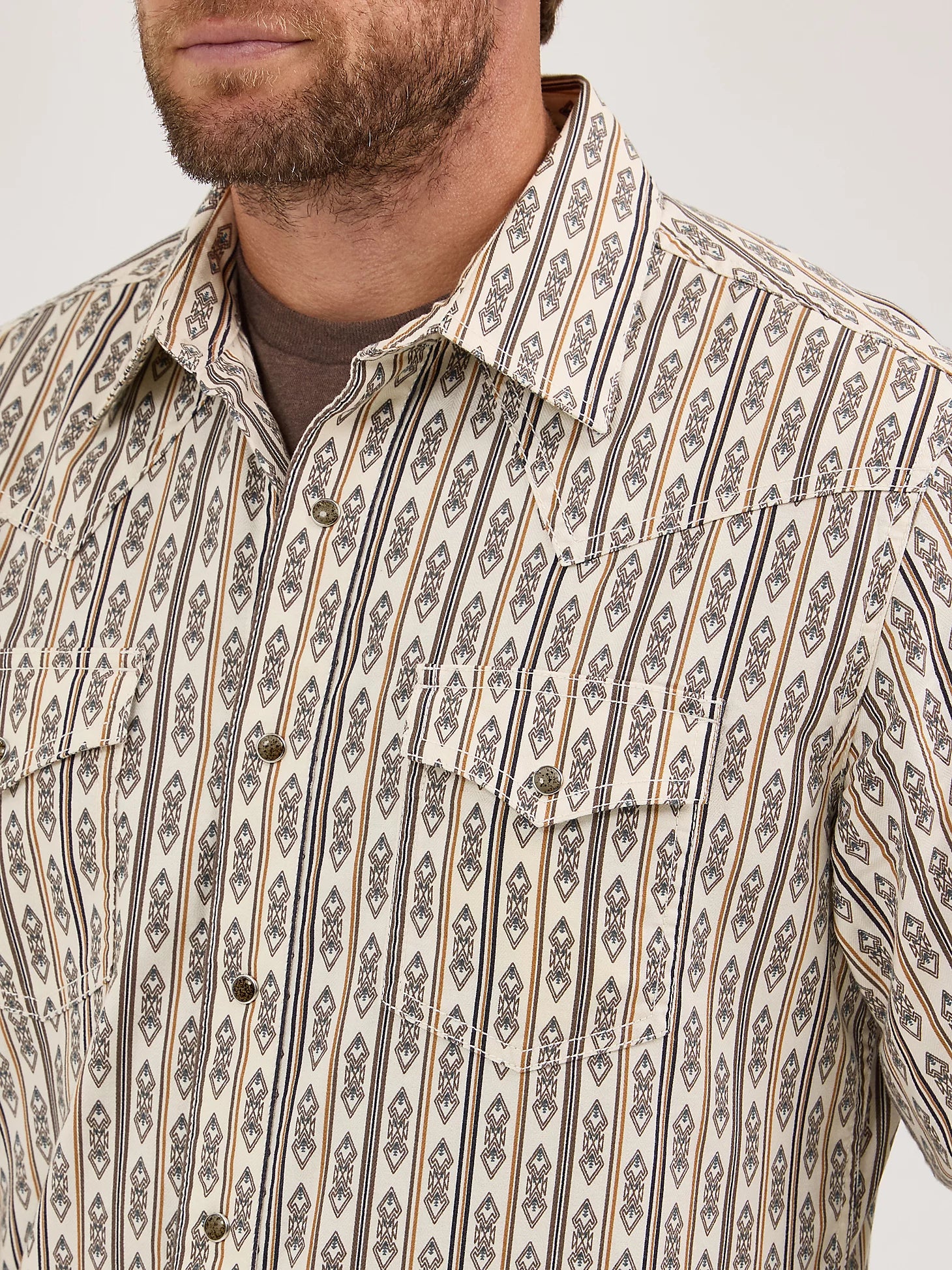 Wrangler Retro® Long Sleeve Shirt - Modern Fit - Ecru Stripe