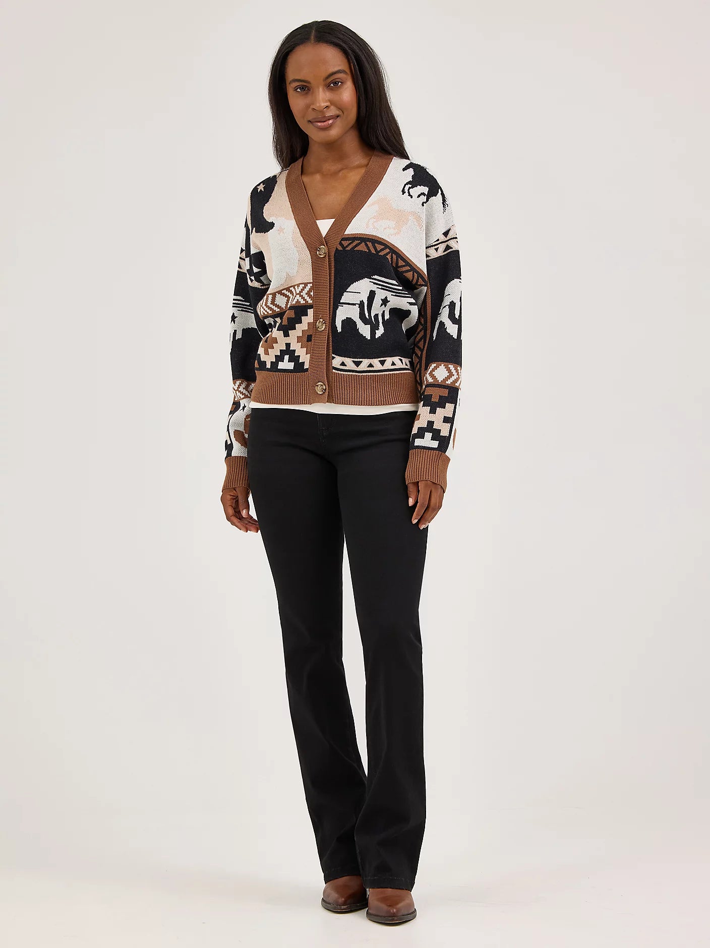 Wrangler Retro® Punchy Sweater Cardigan - Brown