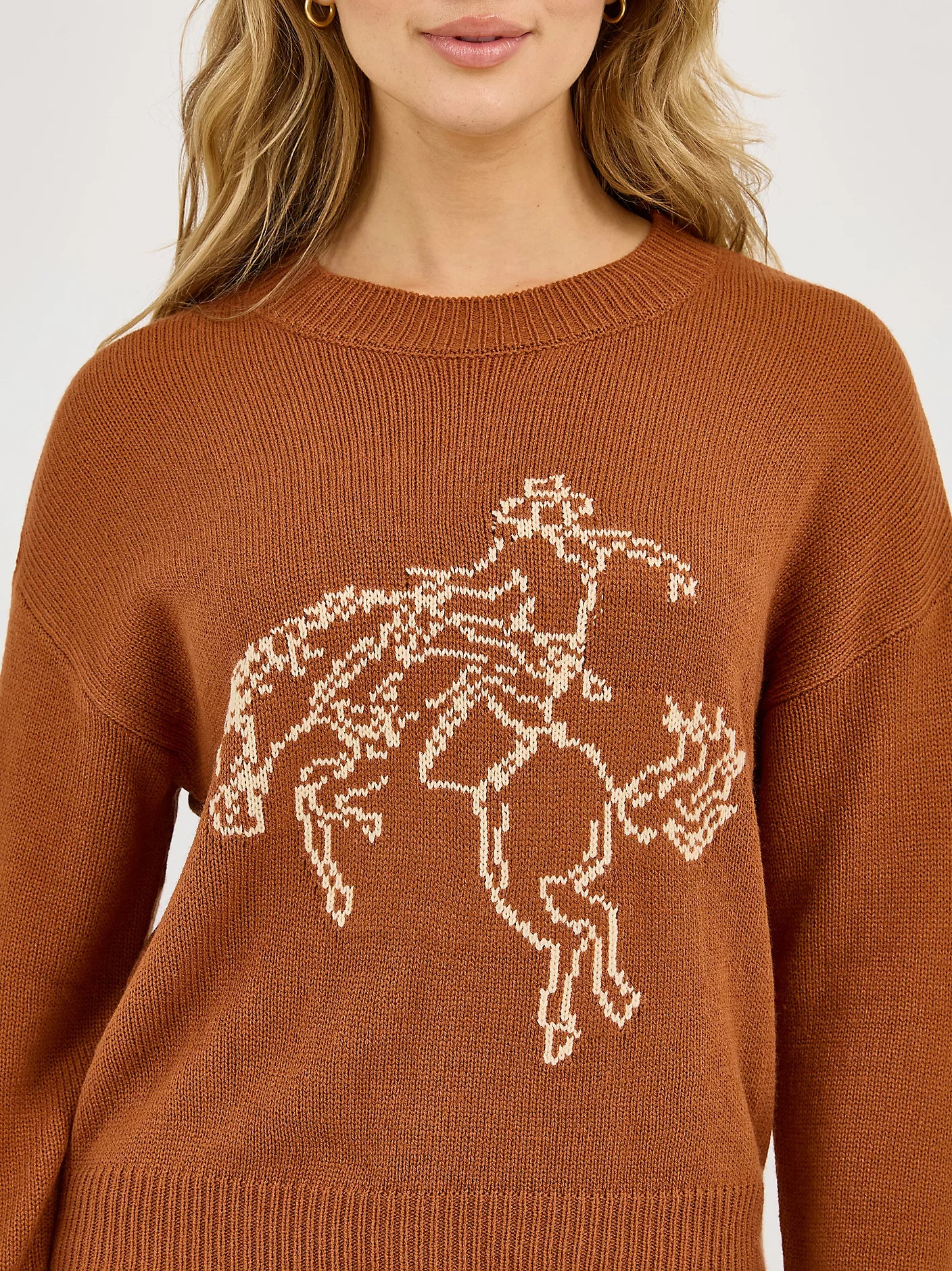 Women's Wrangler Horse Intarsia Crew Neck Sweater