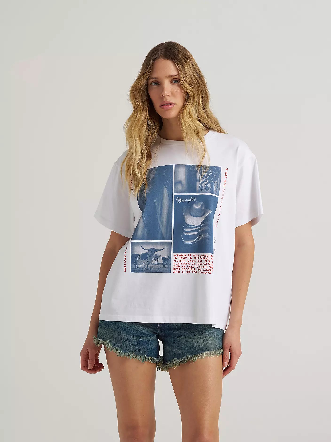 T-shirt graphique petite amie collage Western
