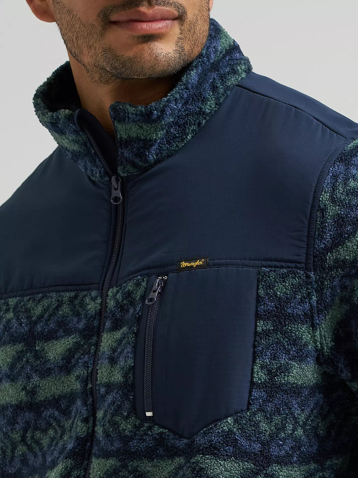 Veste pour homme en ripstop avec empiècement en sherpa et fermeture éclair à l’avant « Hay Away »
