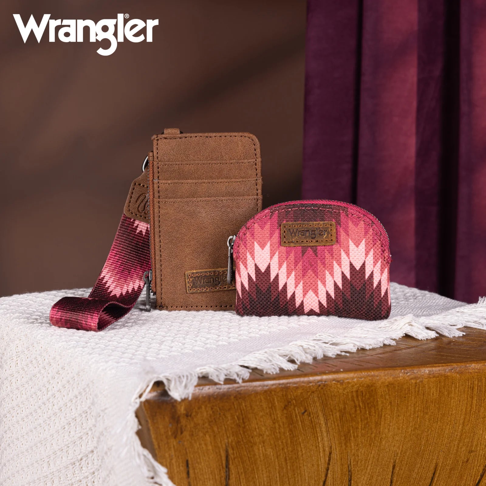 Pochette double avec motif artistique Wrangler Southwestern - Rose foncé