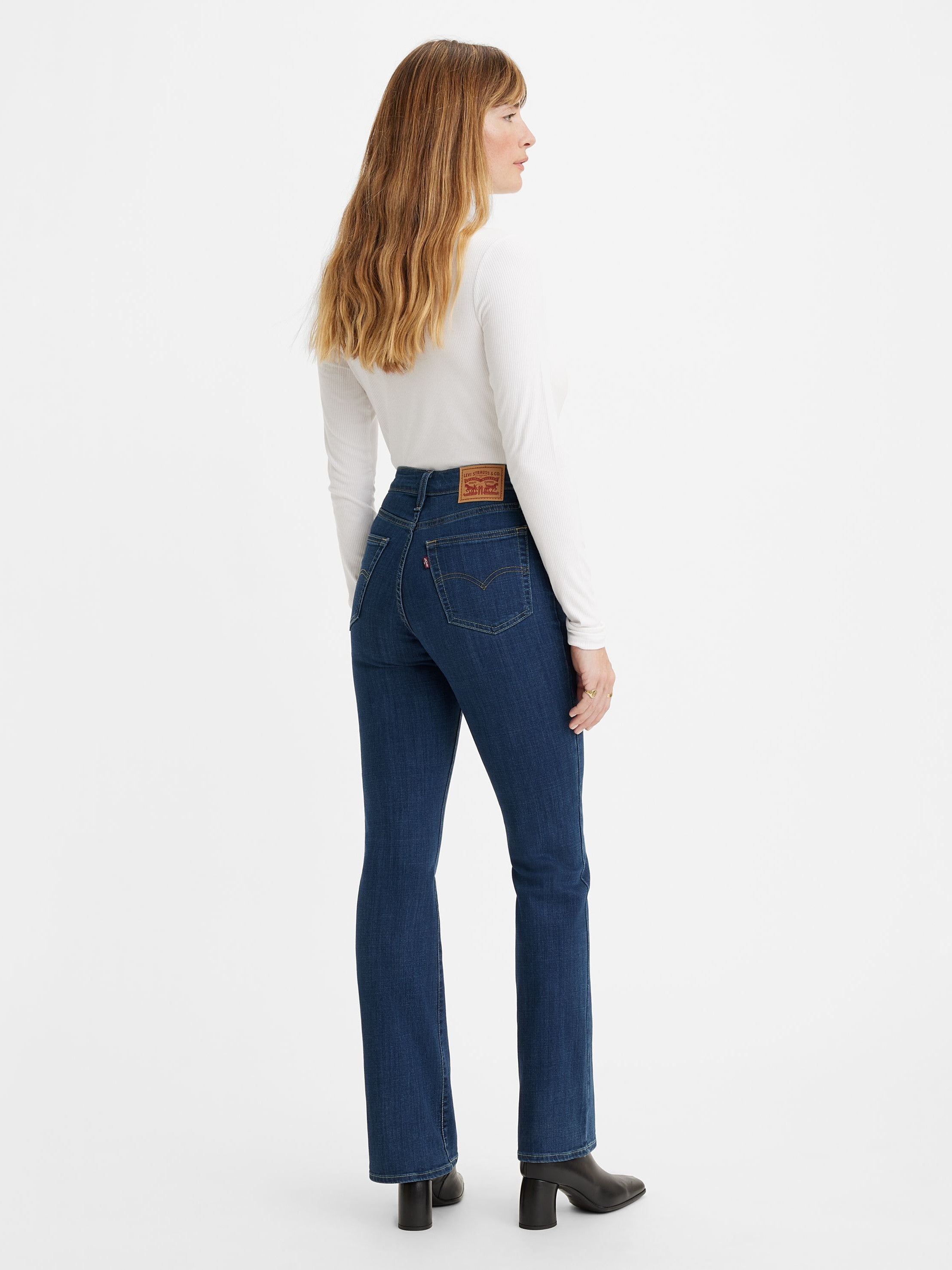 Jean bootcut taille haute 725 pour femme - Délavage foncé