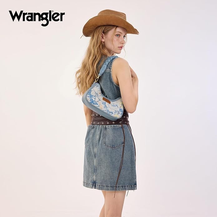 Wrangler Floral Print Braided Hobo Bag - Jean