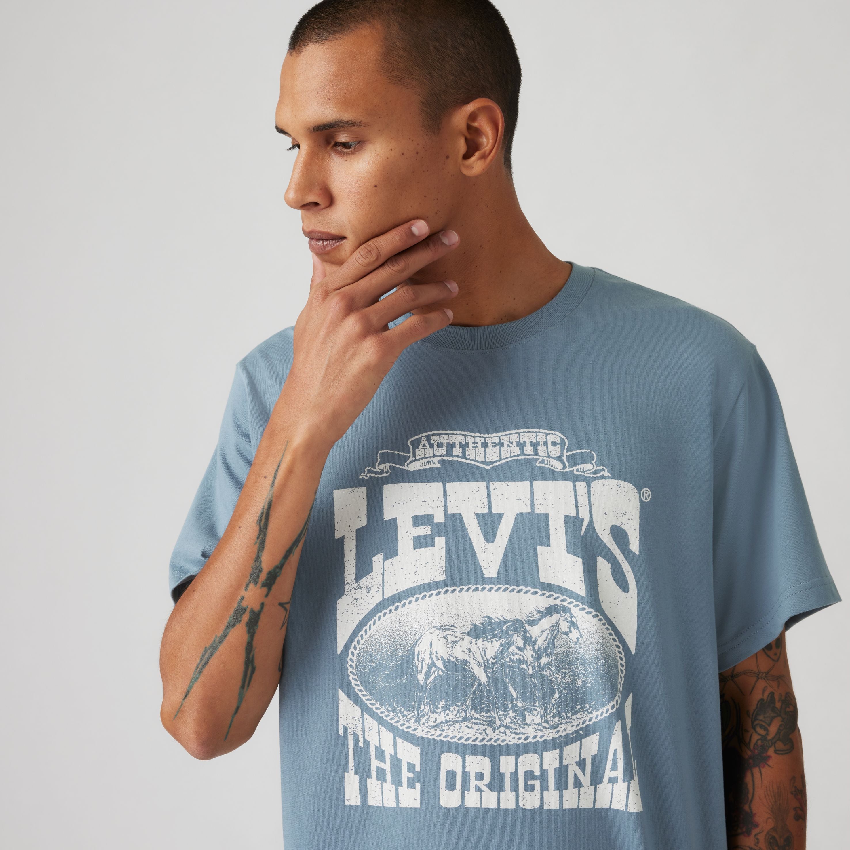 T-shirt coupe décontractée - Bleu vapeur