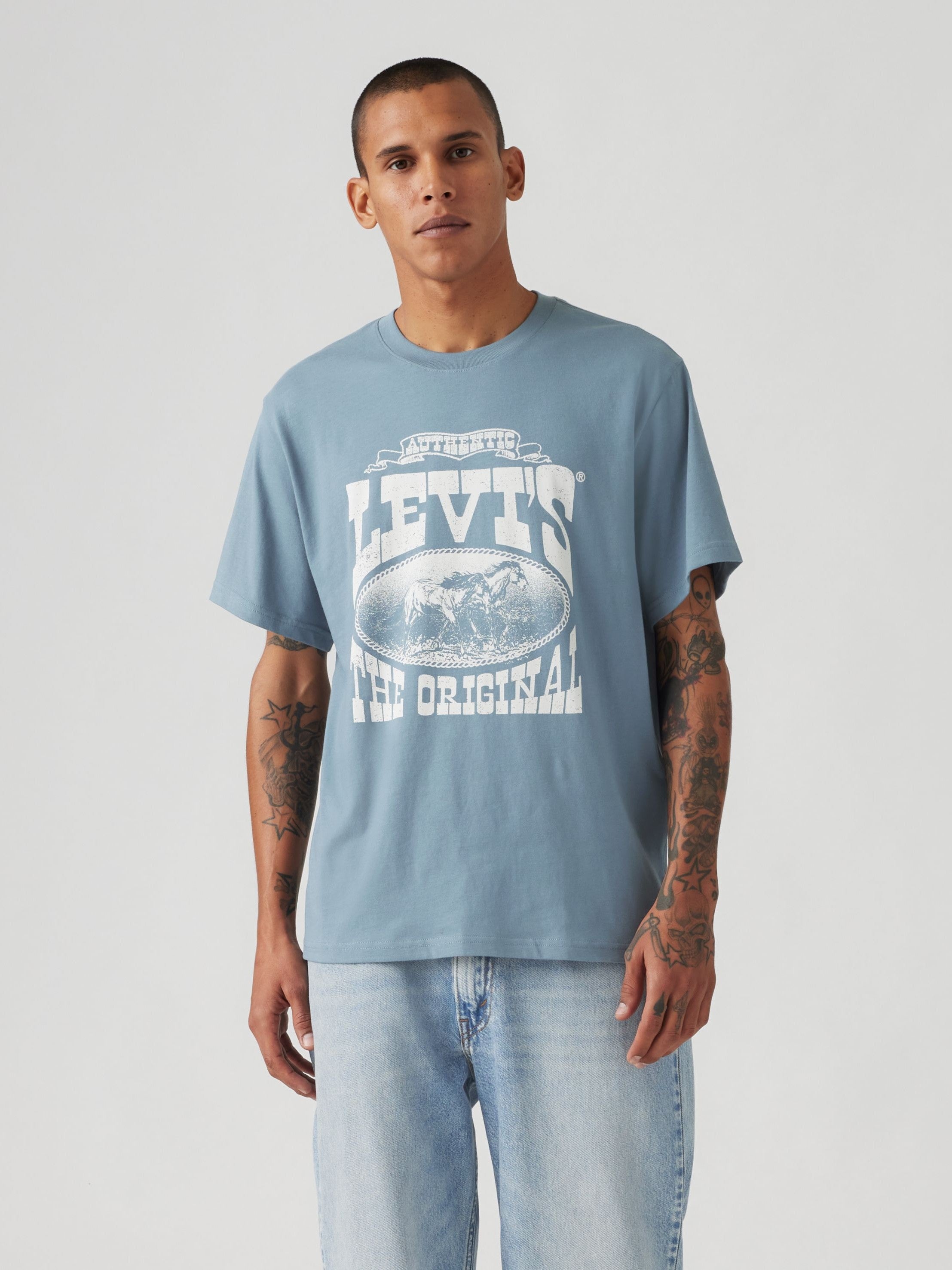 T-shirt coupe décontractée - Bleu vapeur