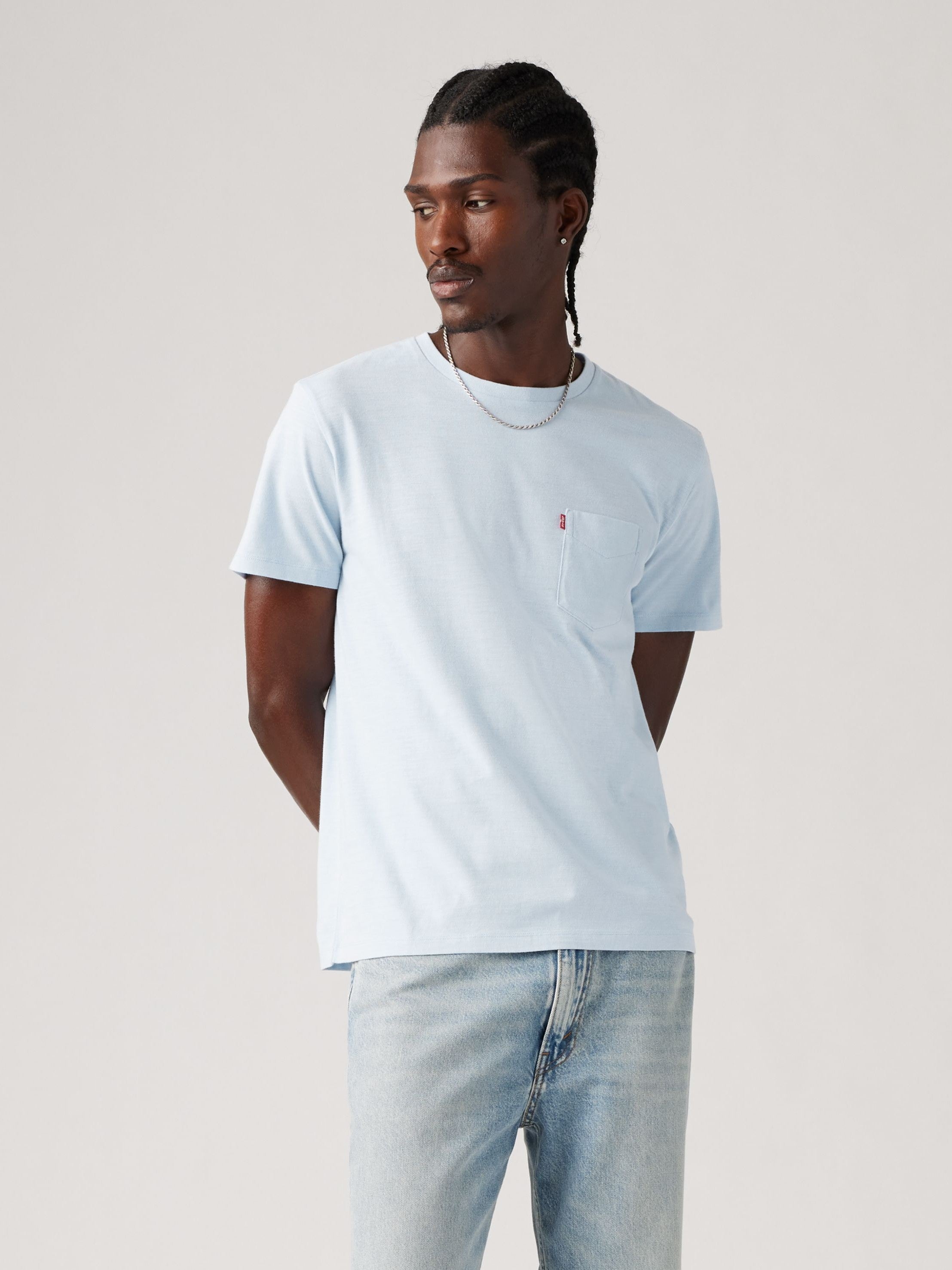 T-shirt classique à manches courtes et poche - Niagara Mist
