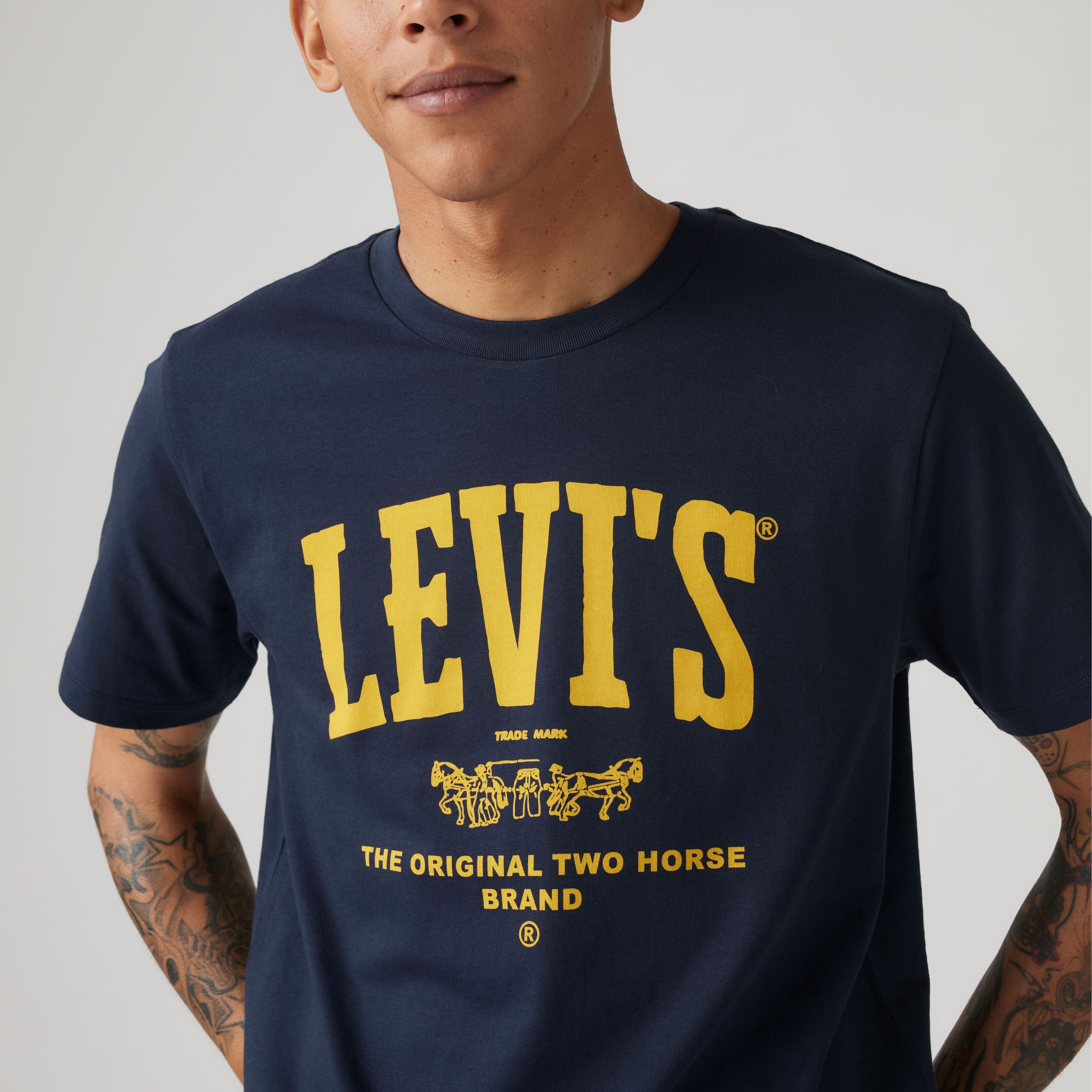 T-shirt ras du cou graphique - Bleu marine